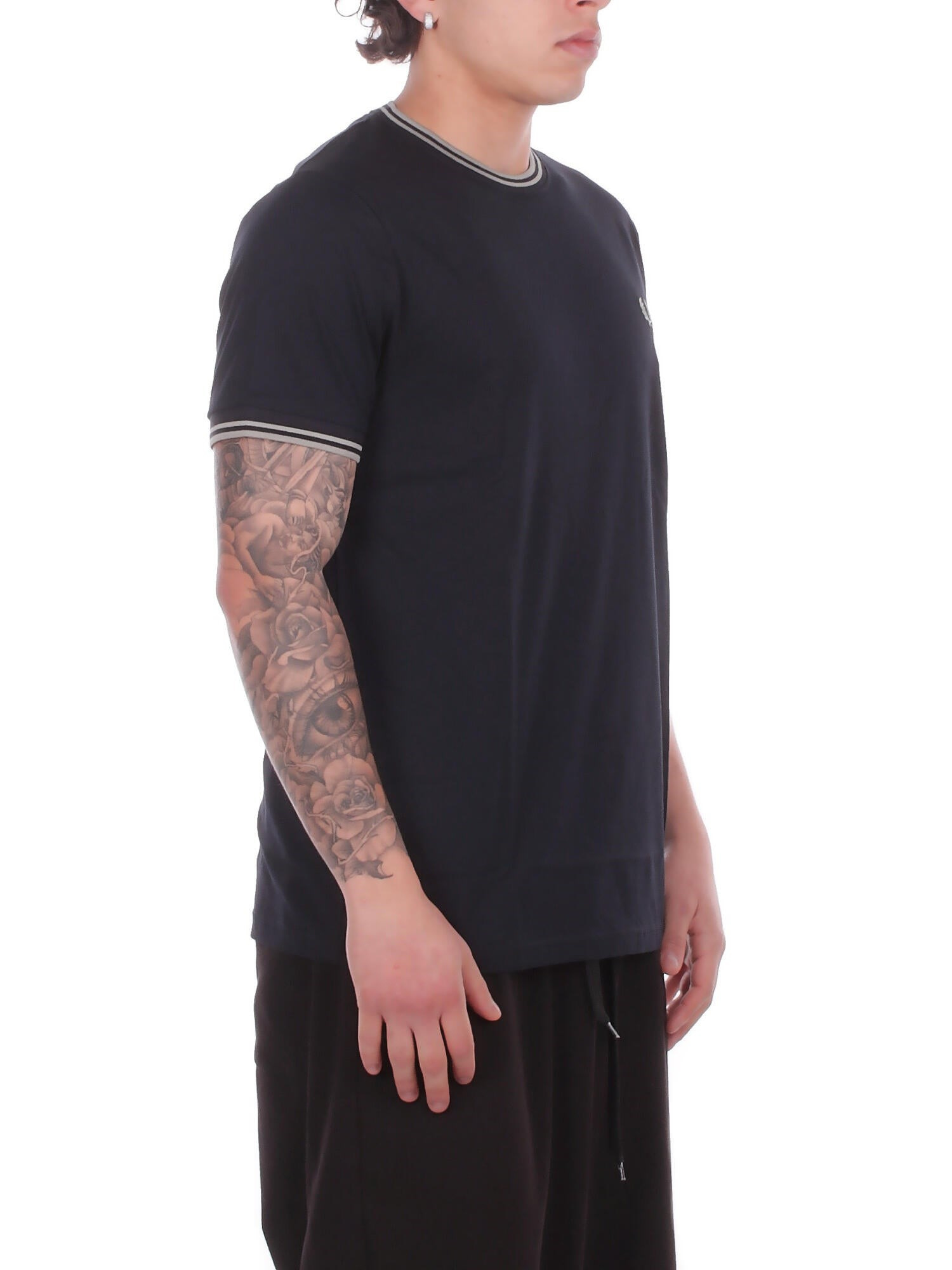 Fred Perry Fred Perry Erkek Normal Kalıp Yuvarlak Yakalı Pamuklu Kısa Kollu Lacivert T-Shirt M1588V-T73