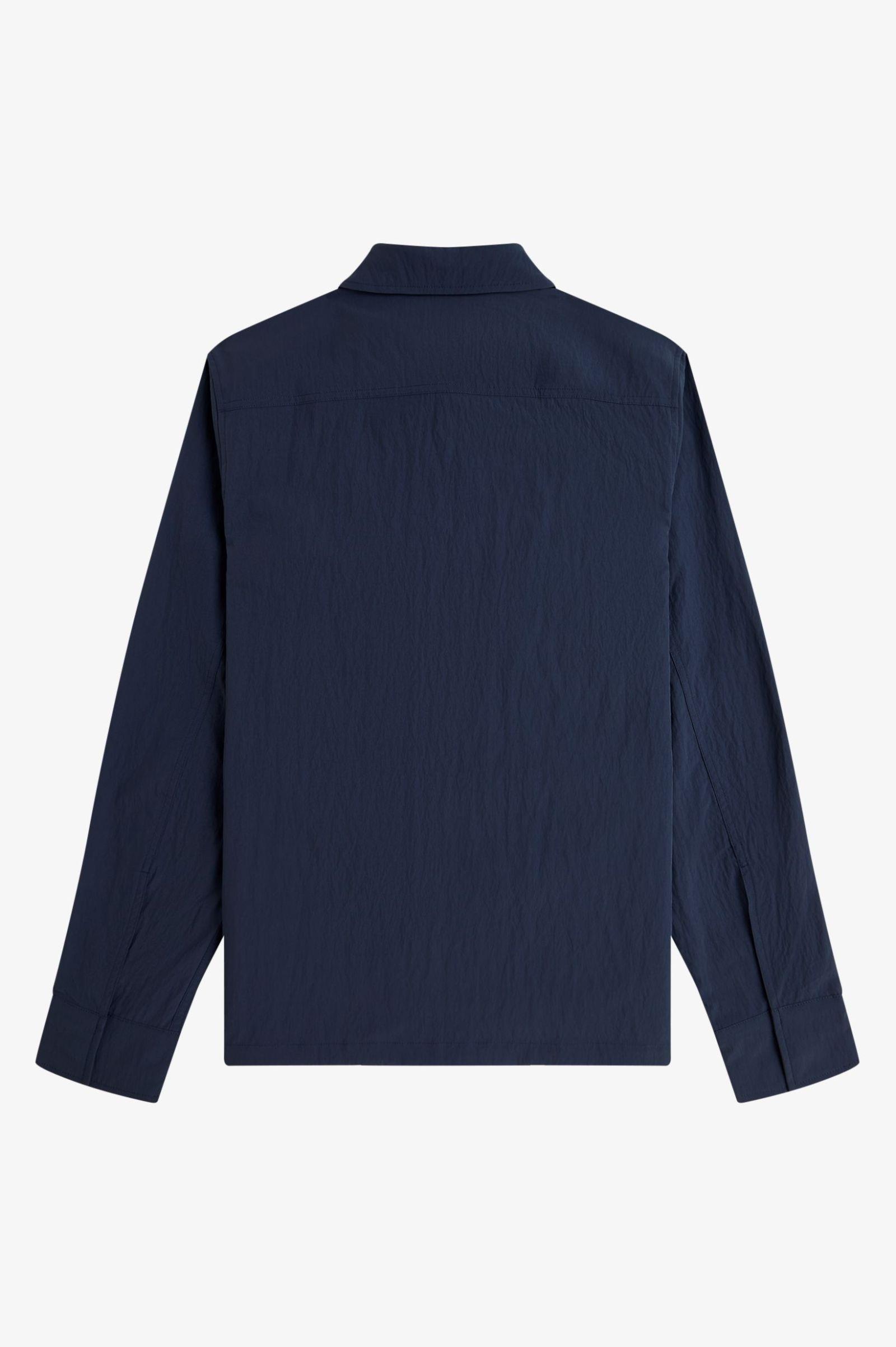 Fred Perry Fred Perry Erkek Normal Kesim Gömlek Yaka Fermuarlı Logo İşlemeli Cep Detaylı Dokulu Lacivert Gömlek M5684-738