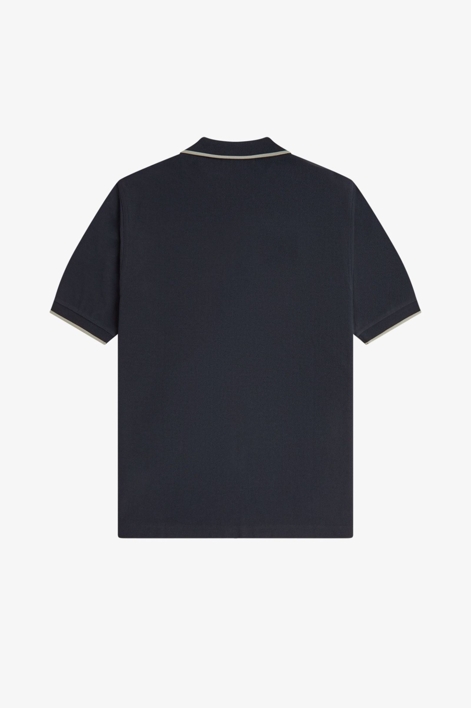 Fred Perry Fred Perry Erkek Normal Kesim Pamuklu Pike Kumaş Yarım Fermuarlı Kısa Kollu Lacivert Polo Yaka T-Shirt M2383-608