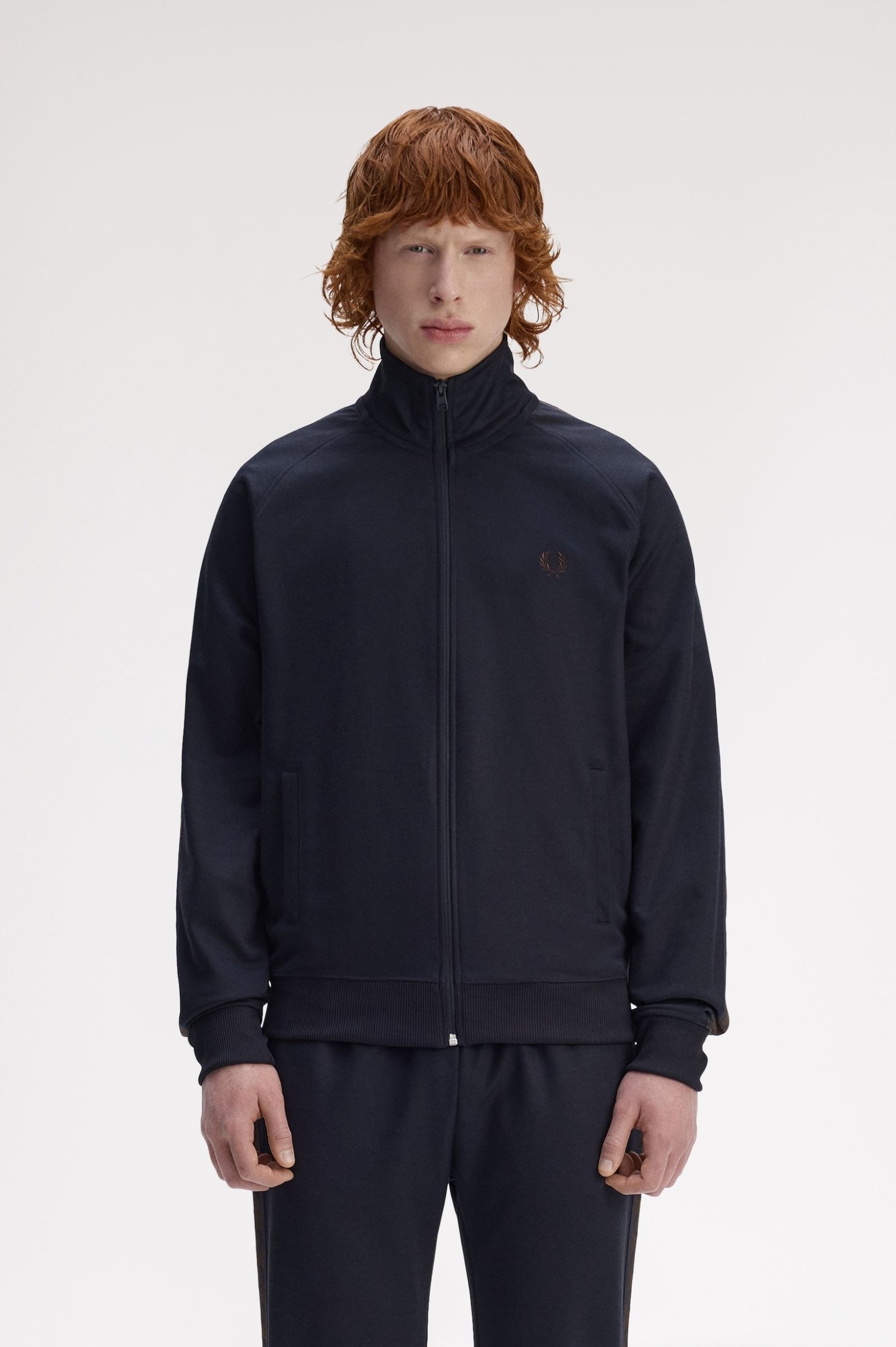 Fred Perry Fred Perry Erkek Omuzdan Kola Marka İşlemeli Huni Yaka Lacivert Eşofman Üstü J5557-40A