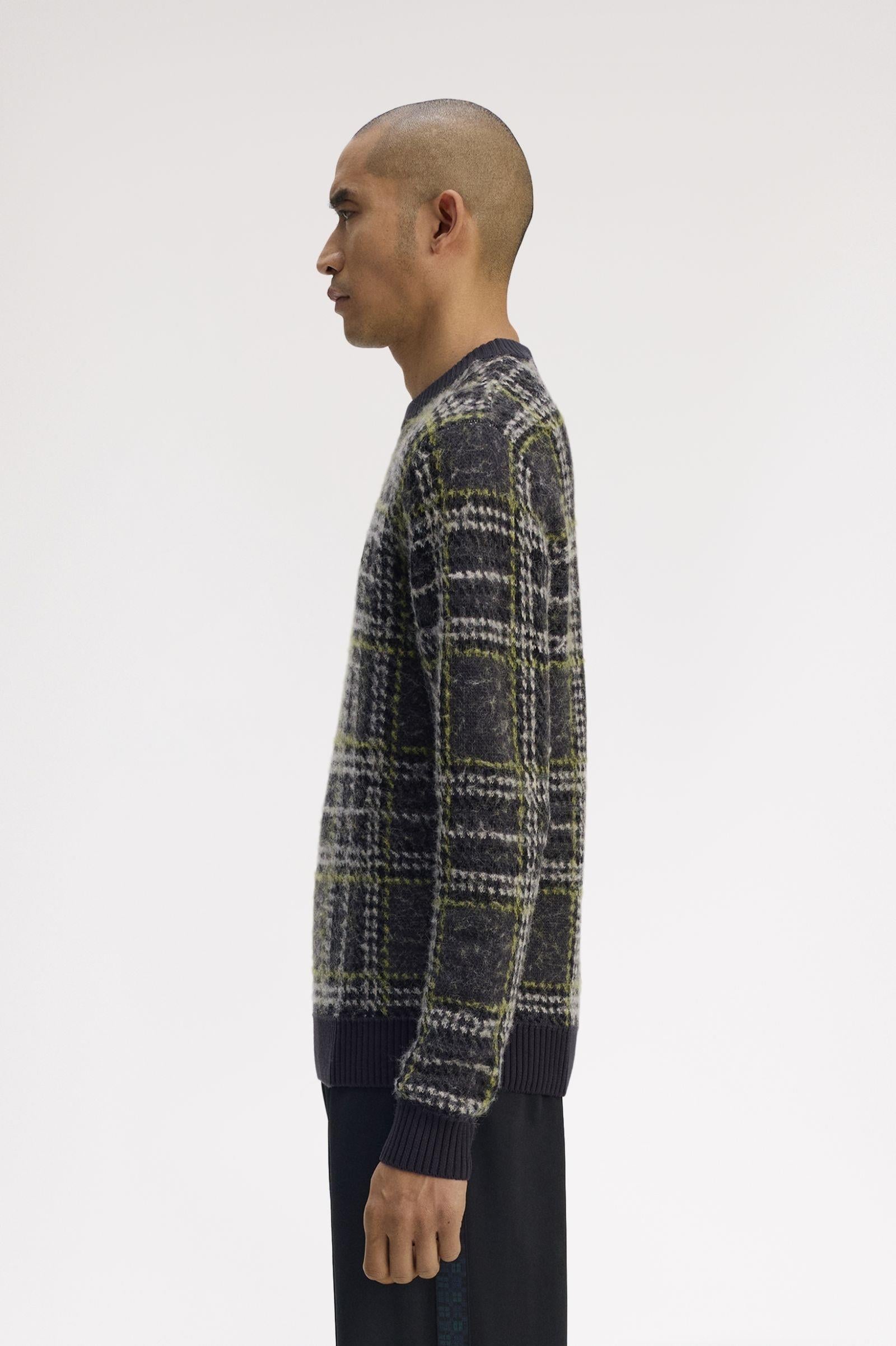 Fred Perry Fred Perry Erkek Örme Kumaş Uzun Kol Bisiklet Yaka Desenli Gri Hırka K1552-297