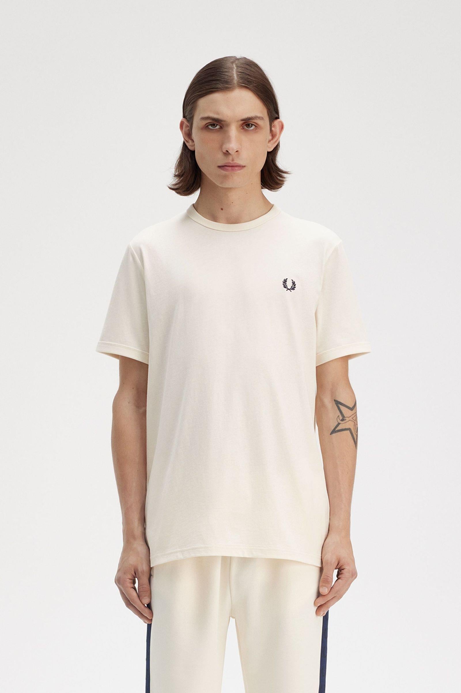 Fred Perry Fred Perry Erkek Pamuklu Jarse Kumaş Manşet ve Yuvarlak Yakalı Kısa Kollu 170 T-Shirt M3519-170