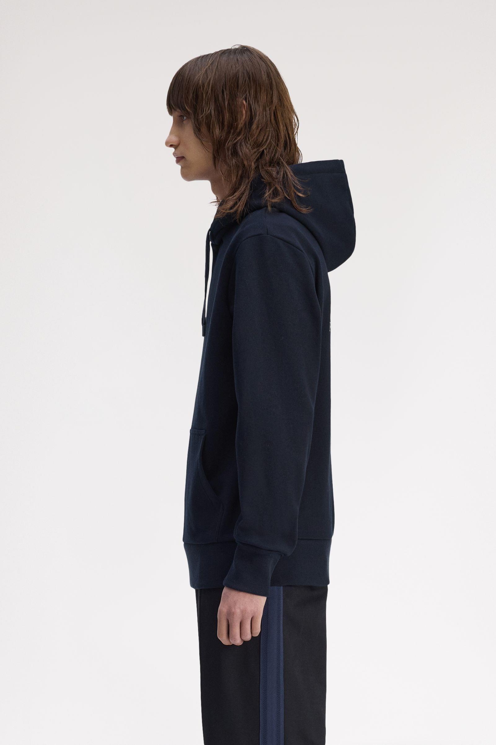 Fred Perry Fred Perry Erkek Regular Fit Kapüşonlu Logo İşlemeli %100 Pamuklu Uzun Kollu Lacivert Sweatshirt M1758-795