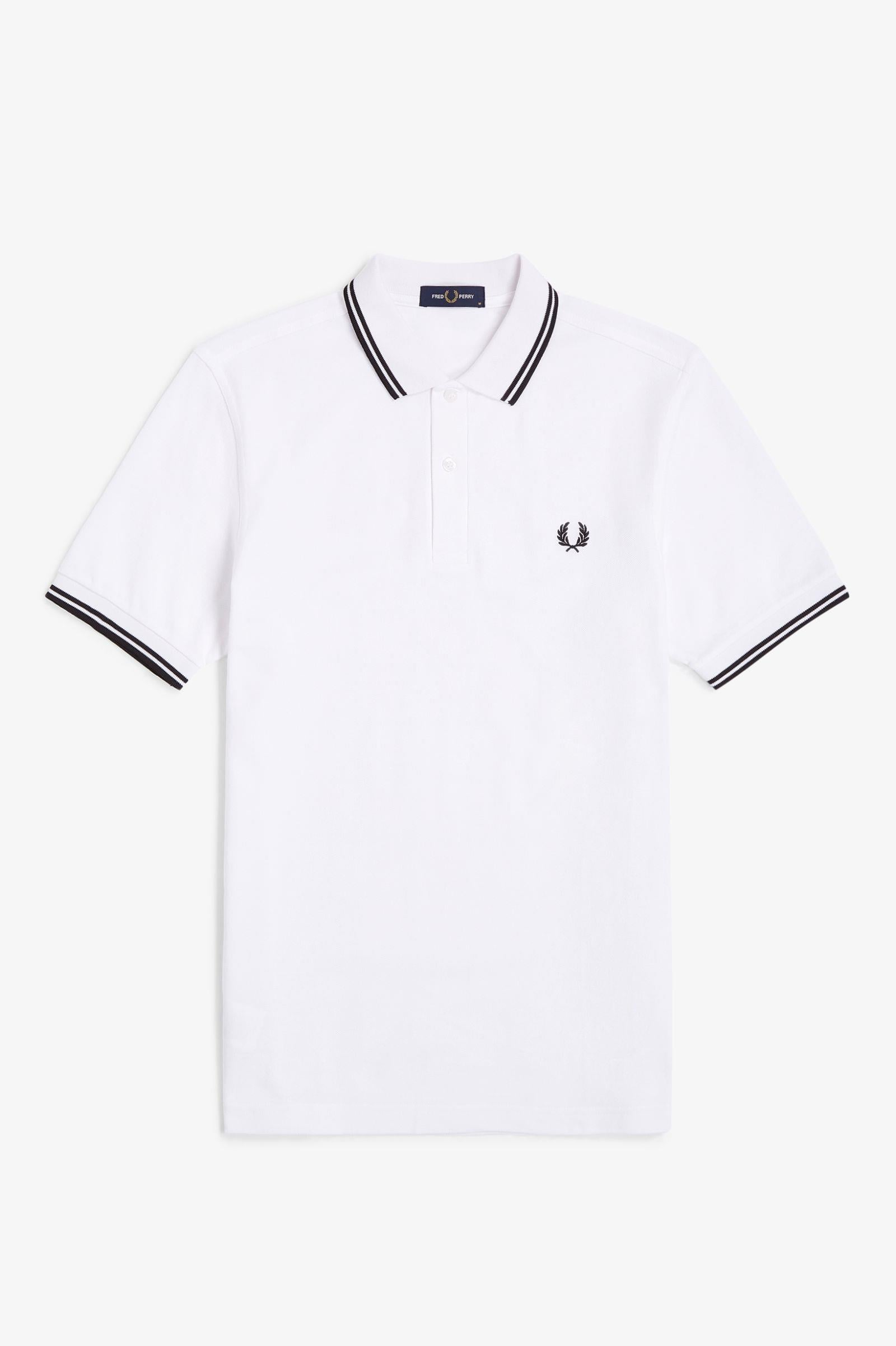 Fred Perry Fred Perry Erkek Regular Fit Yakası ve Kolları Çizgi Detaylı %100 Pamuklu Kısa Kollu Beyaz T-Shirt M3600-200