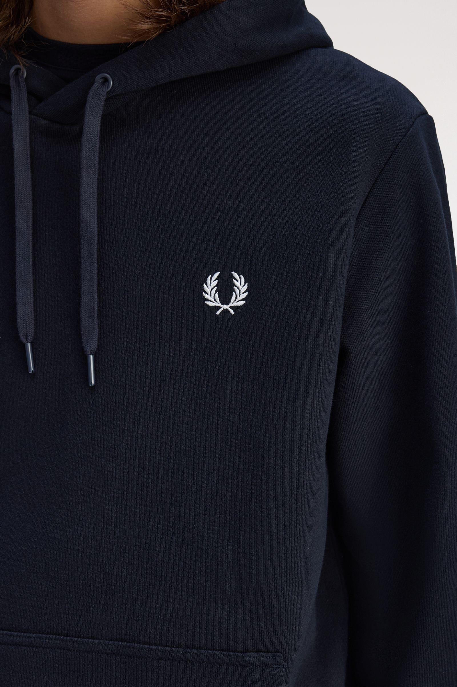 Fred Perry Fred Perry Erkek Regular Fit Kapüşonlu Logo İşlemeli %100 Pamuklu Uzun Kollu Lacivert Sweatshirt M1758-795