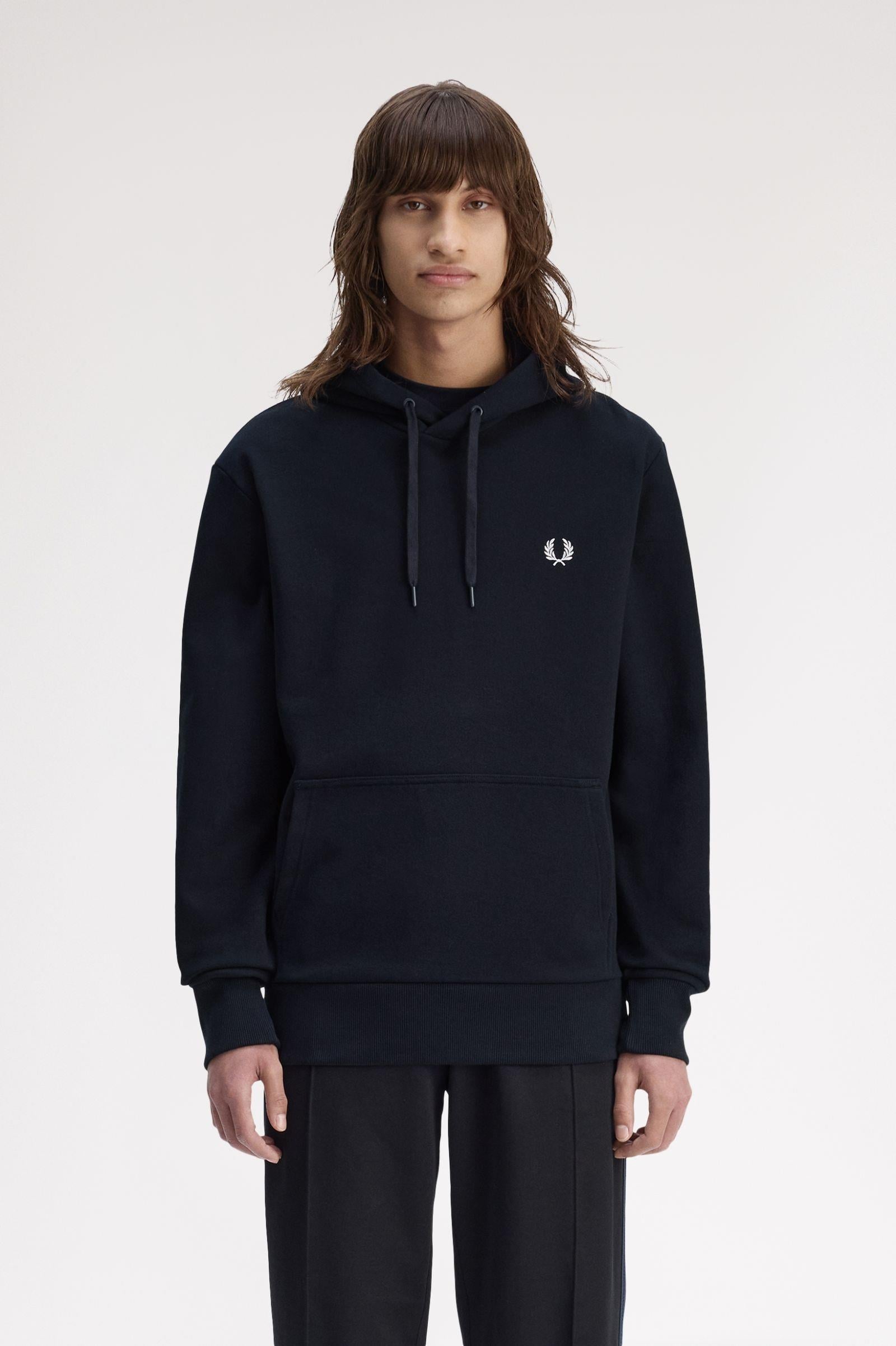 Fred Perry Fred Perry Erkek Regular Fit Kapüşonlu Logo İşlemeli %100 Pamuklu Uzun Kollu Lacivert Sweatshirt M1758-795