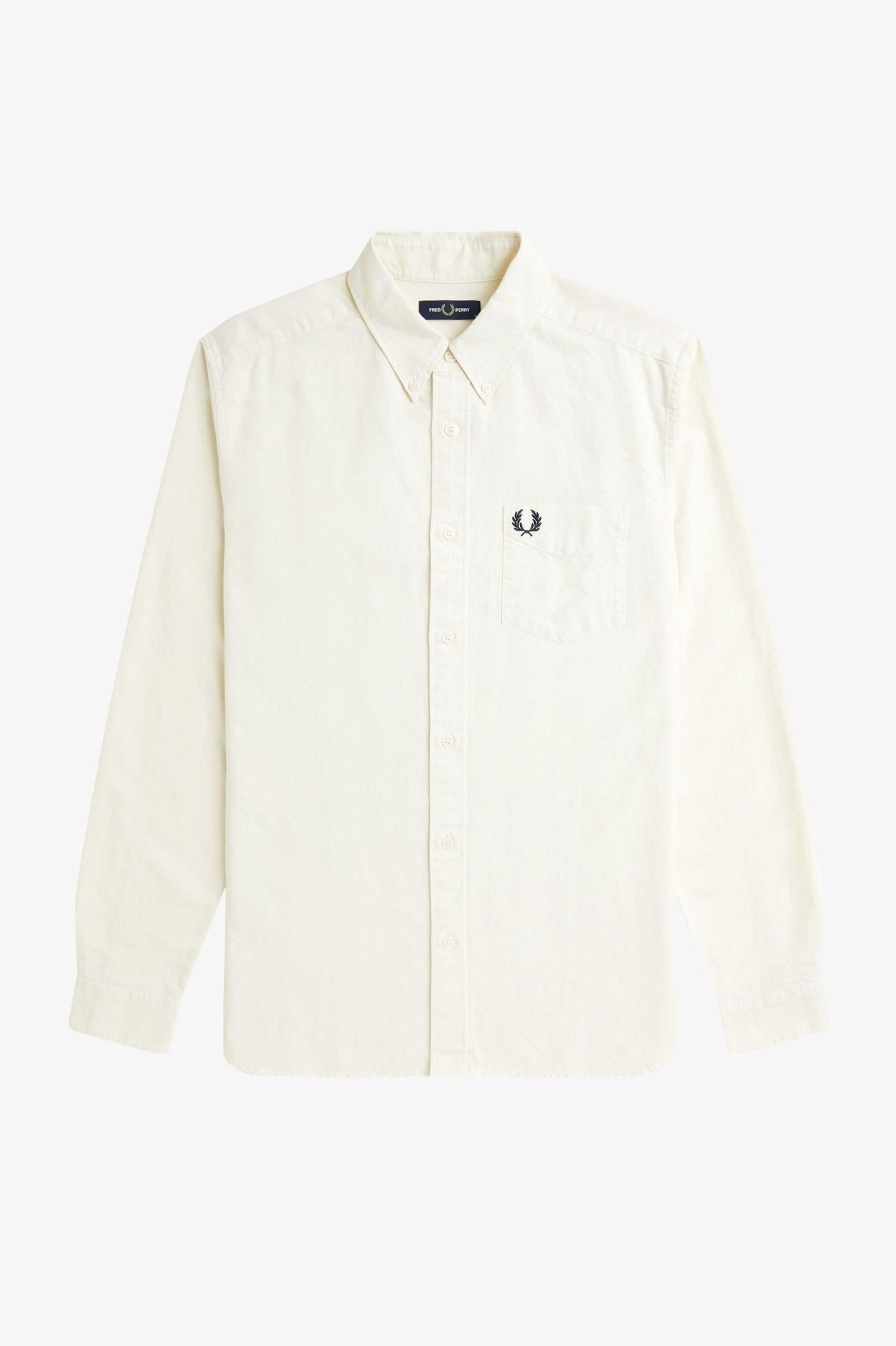 Fred Perry Fred Perry Erkek Regular Fit Cep Detaylı Düz Uzun Kollu Ekru Gömlek M5516-F79