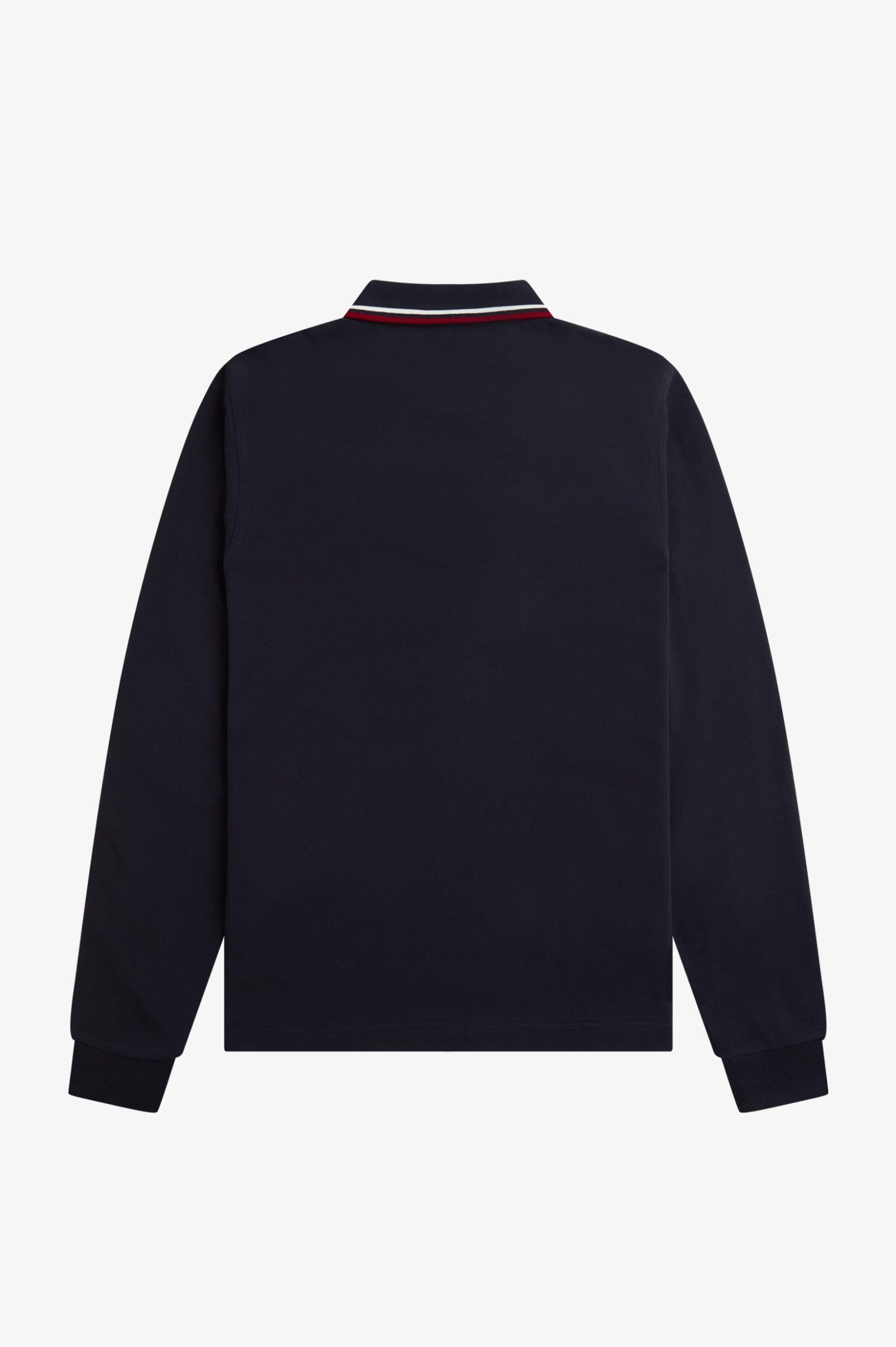 Fred Perry Fred Perry Erkek Regular Fit %100 Pamuklu Yakası Çizgi Detaylı Uzun Kollu Lacivert Polo Yaka T-Shirt M3636-T55