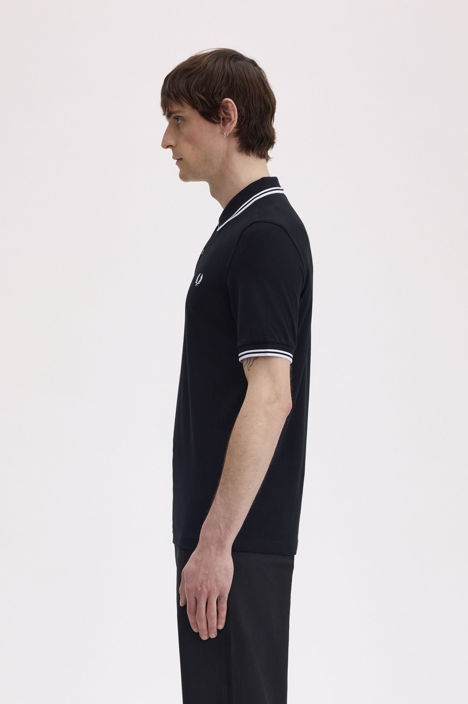 Fred Perry Fred Perry Erkek Regular Fit Yakası Çizgi Desenli Kısa Kollu Siyah Polo Yaka T-Shirt M3600P-350