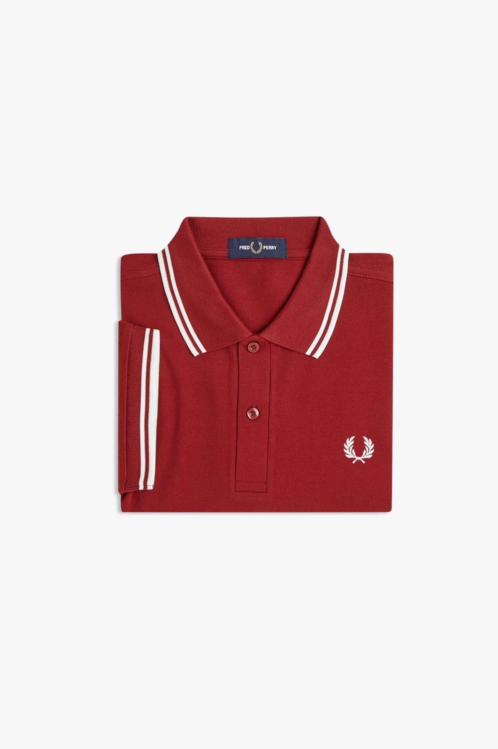 Fred Perry Fred Perry Erkek Regular Fit Yakası Çizgi Desenli Kısa Kollu Kırmızı Polo Yaka T-Shirt M3600P-07B