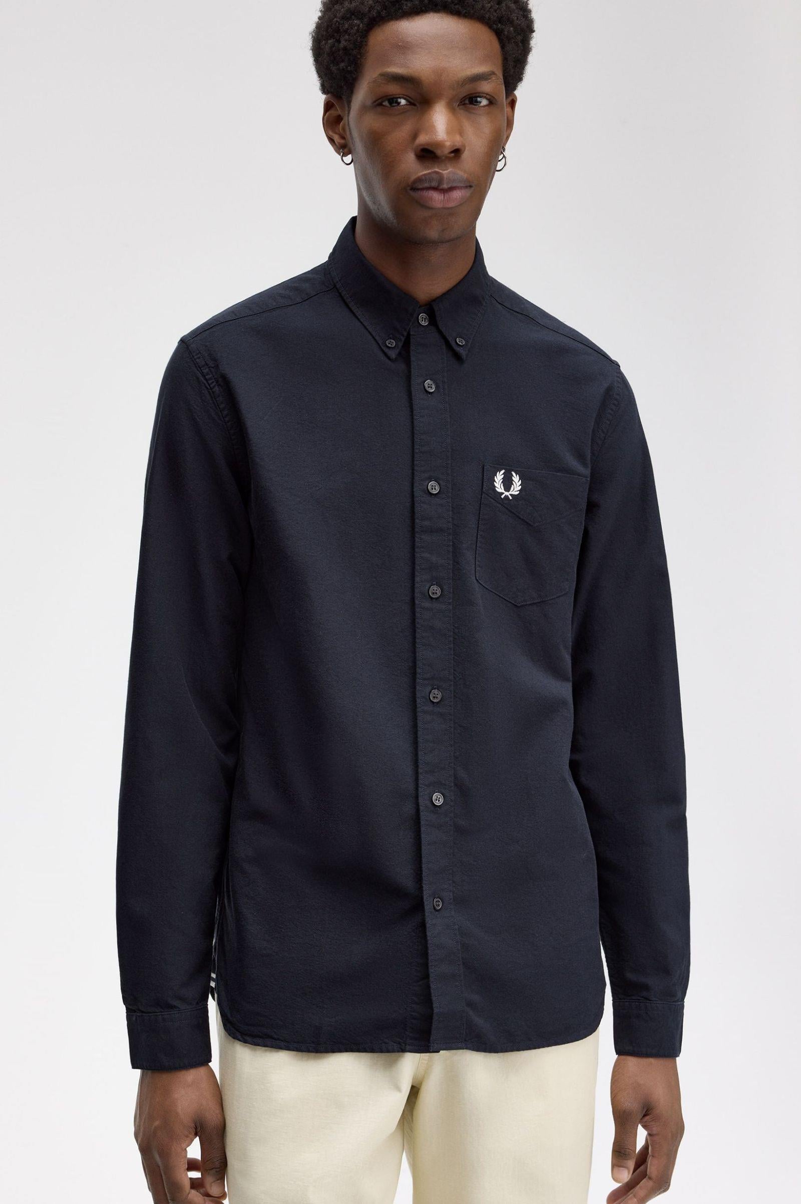 Fred Perry Fred Perry Erkek Regular Fit Cep Detaylı Düz Uzun Kollu Lacivert1 Gömlek M5516-608
