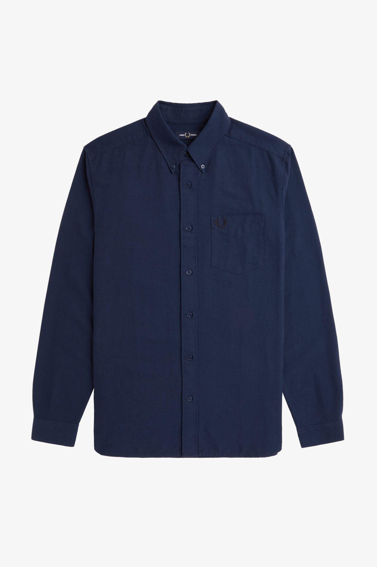 Fred Perry Fred Perry Erkek Regular Fit Cep Detaylı Düz Uzun Kollu Lacivert Gömlek M5516-X86