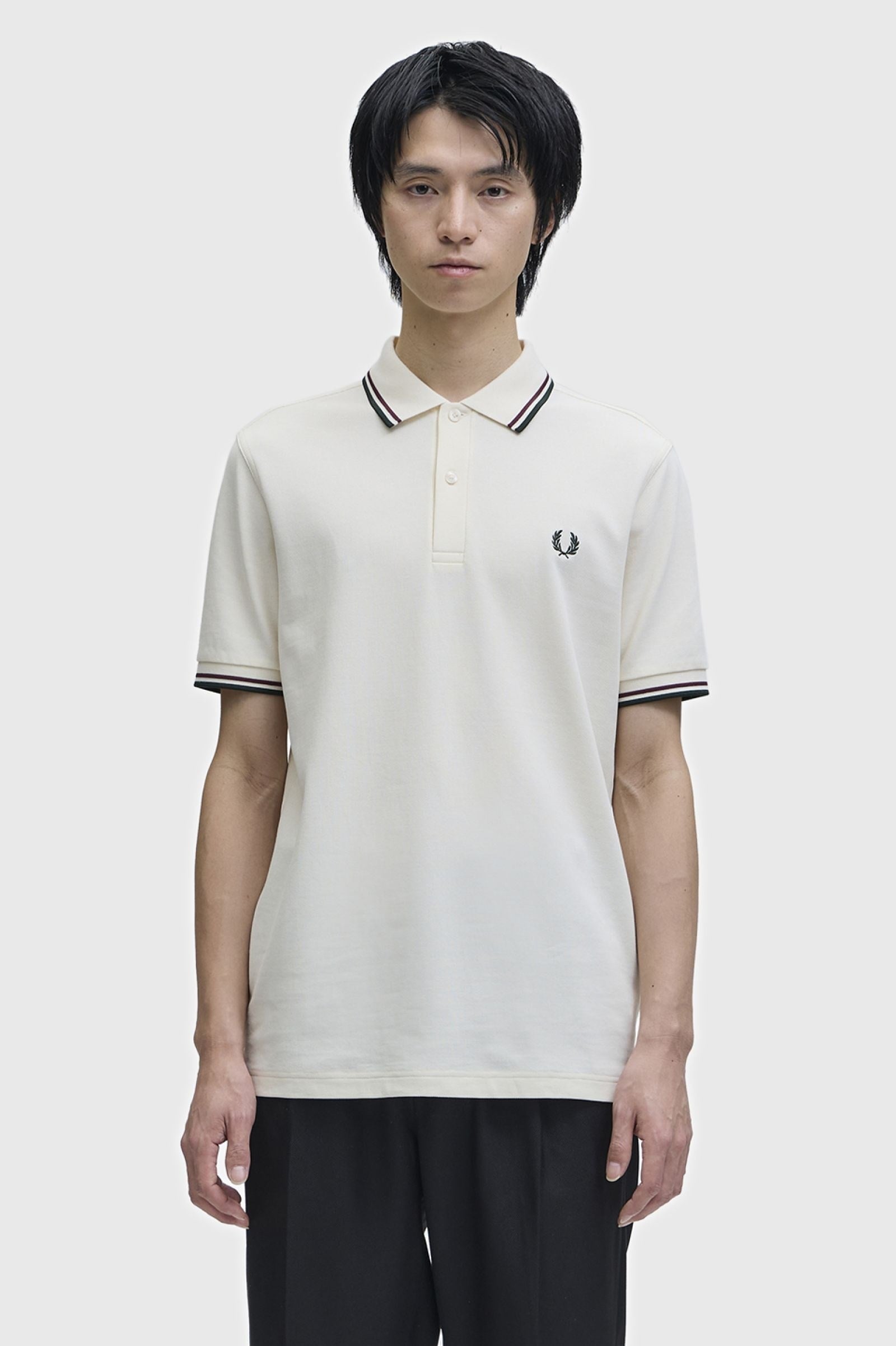 Fred Perry Fred Perry Erkek Regular Fit Yakası Çizgi Desenli Kısa Kollu Ekru Polo Yaka T-Shirt M3600P-84A