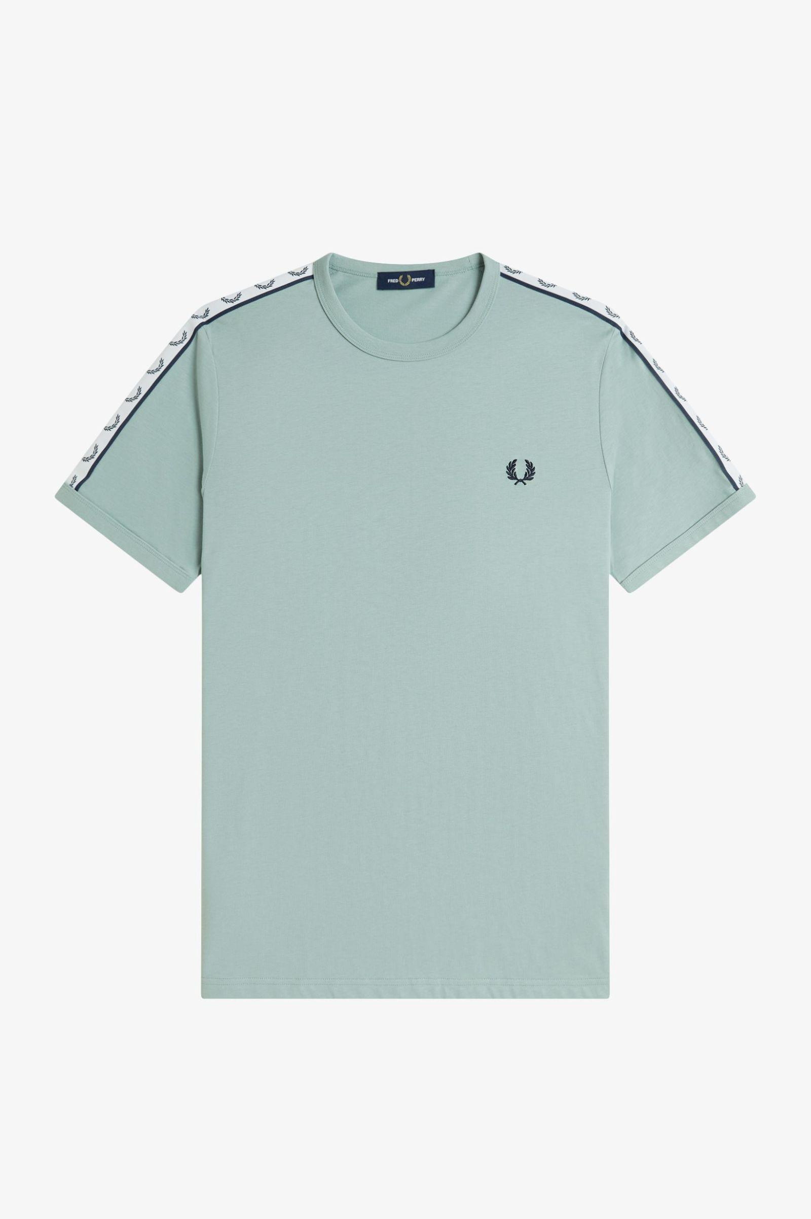 Fred Perry Fred Perry Erkek Regular Fit %100 Pamuklu Omuzdan Uzanan Logo Şeritli Yuvarlak Yaka Kısa Kollu Mavi T-Shirt M4620-959