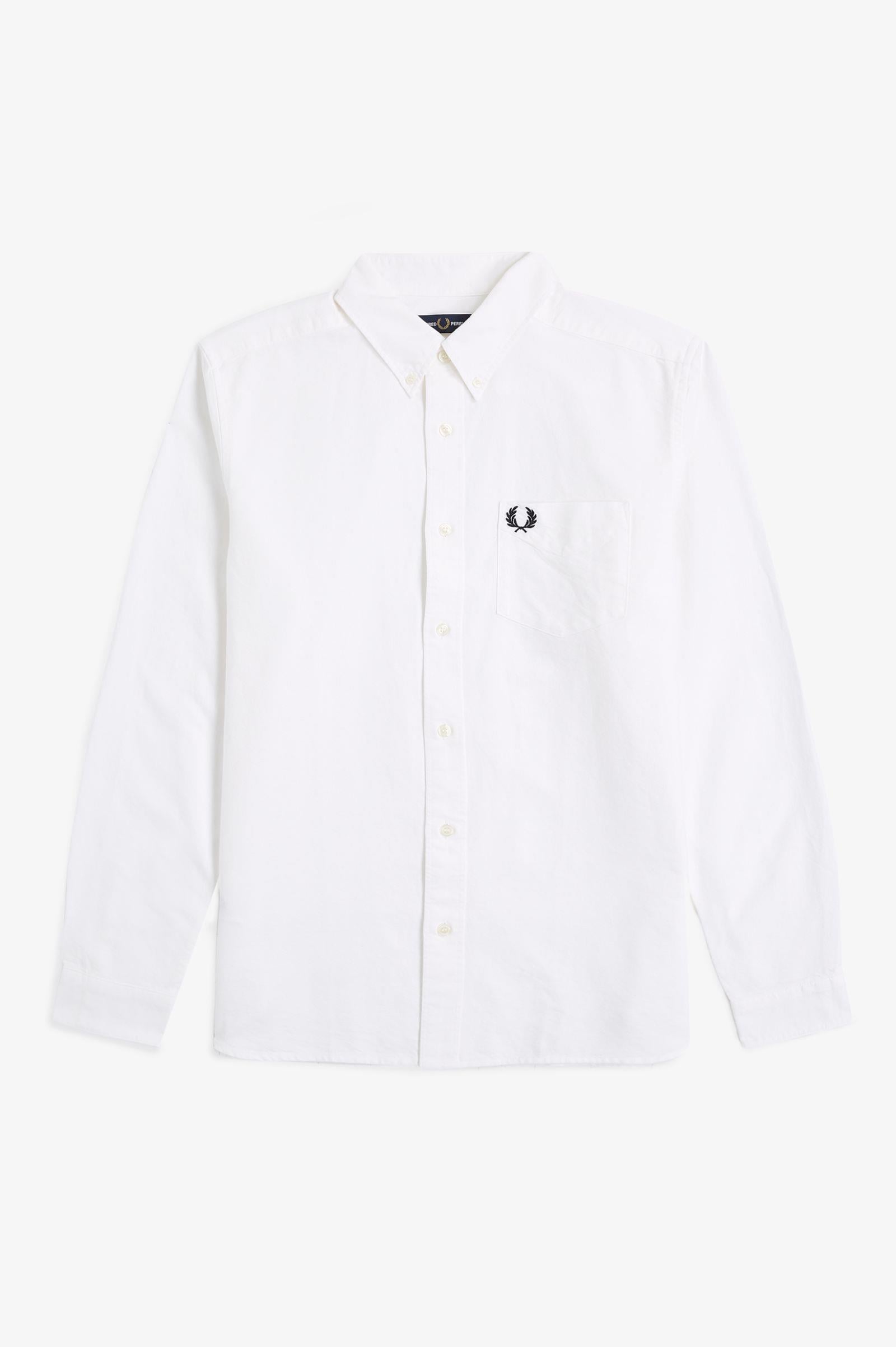 Fred Perry Fred Perry Erkek Regular Fit Cep Detaylı Düz Uzun Kollu Beyaz Gömlek M5516-100
