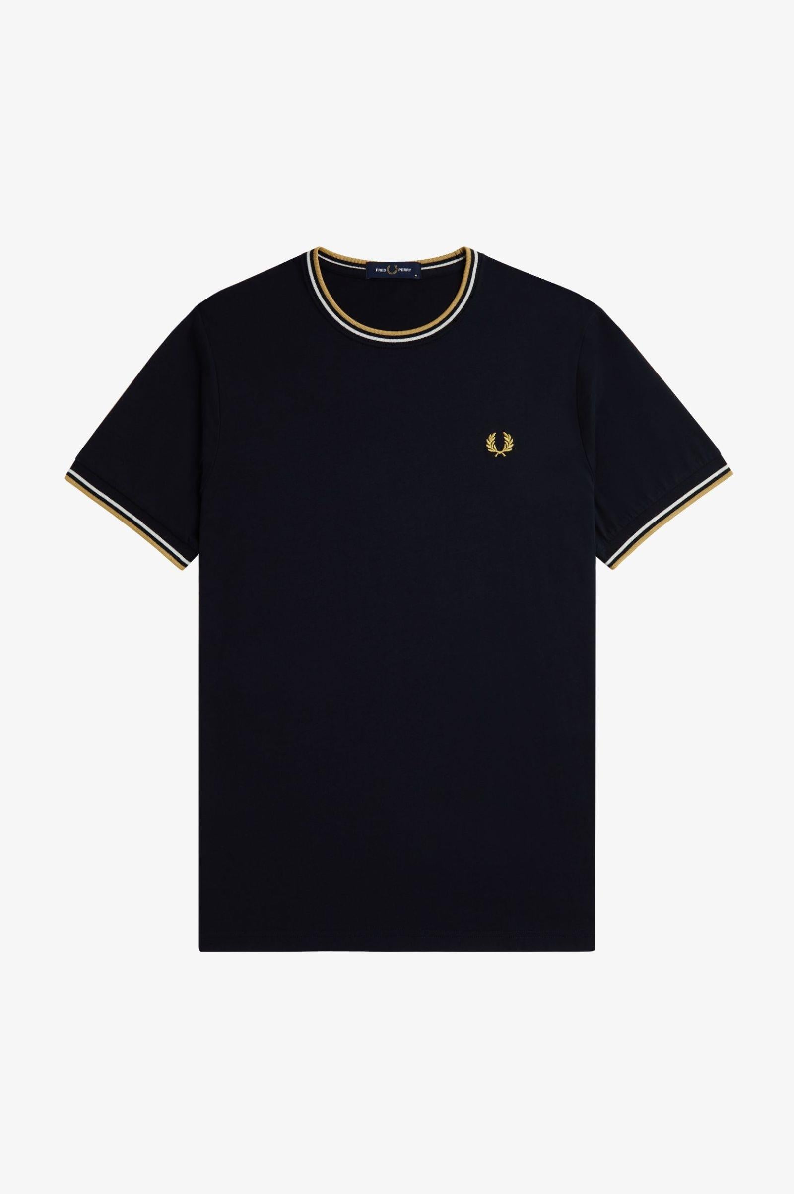 Fred Perry Fred Perry Erkek Regular Fit Kısa Kollu Şerit Detaylı Siyah T-Shirt M1588-W53