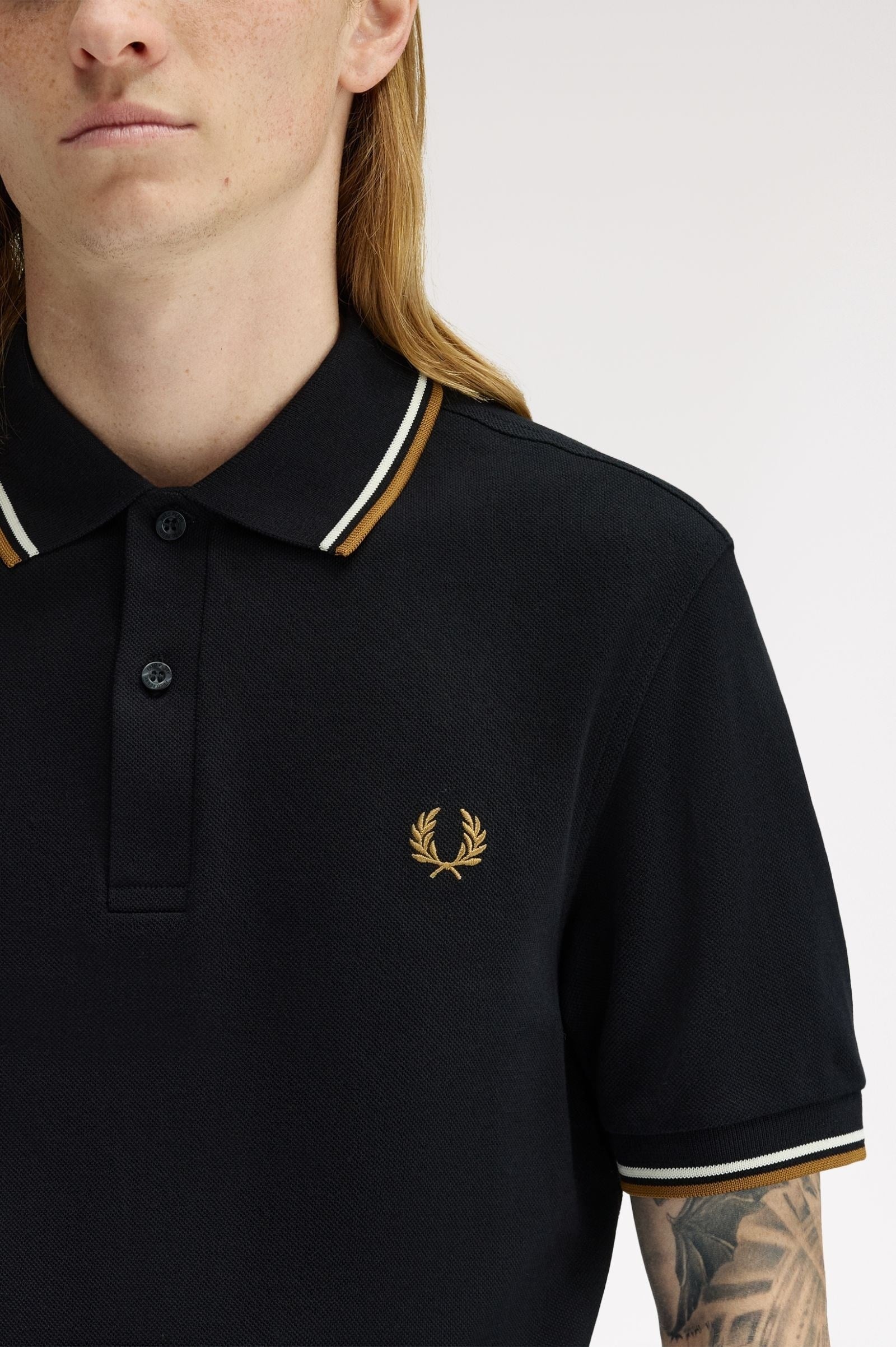 Fred Perry Fred Perry Erkek Regular Fit Yakası Çizgi Desenli Kısa Kollu Siyah Polo Yaka T-Shirt M3600P-P69