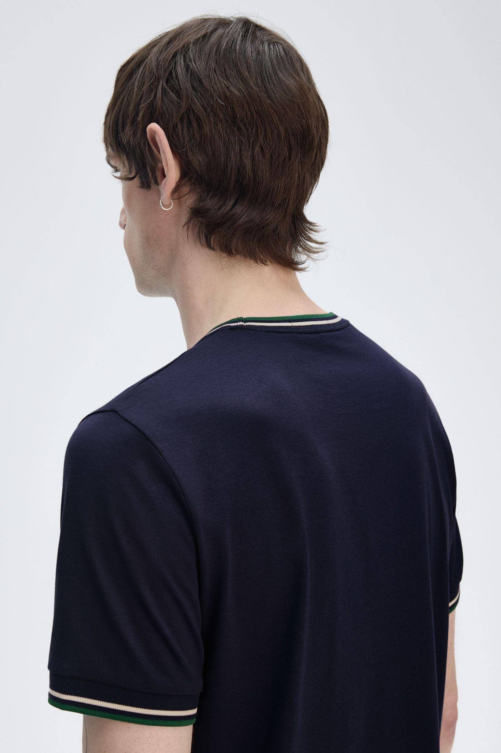 Fred Perry Fred Perry Erkek Regular Fit Kısa Kollu Şerit Detaylı Lacivert T-Shirt M1588-Y30