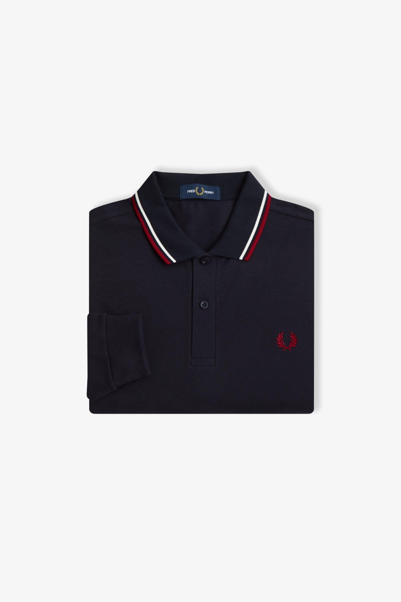 Fred Perry Fred Perry Erkek Regular Fit %100 Pamuklu Yakası Çizgi Detaylı Uzun Kollu Lacivert Polo Yaka T-Shirt M3636-T55