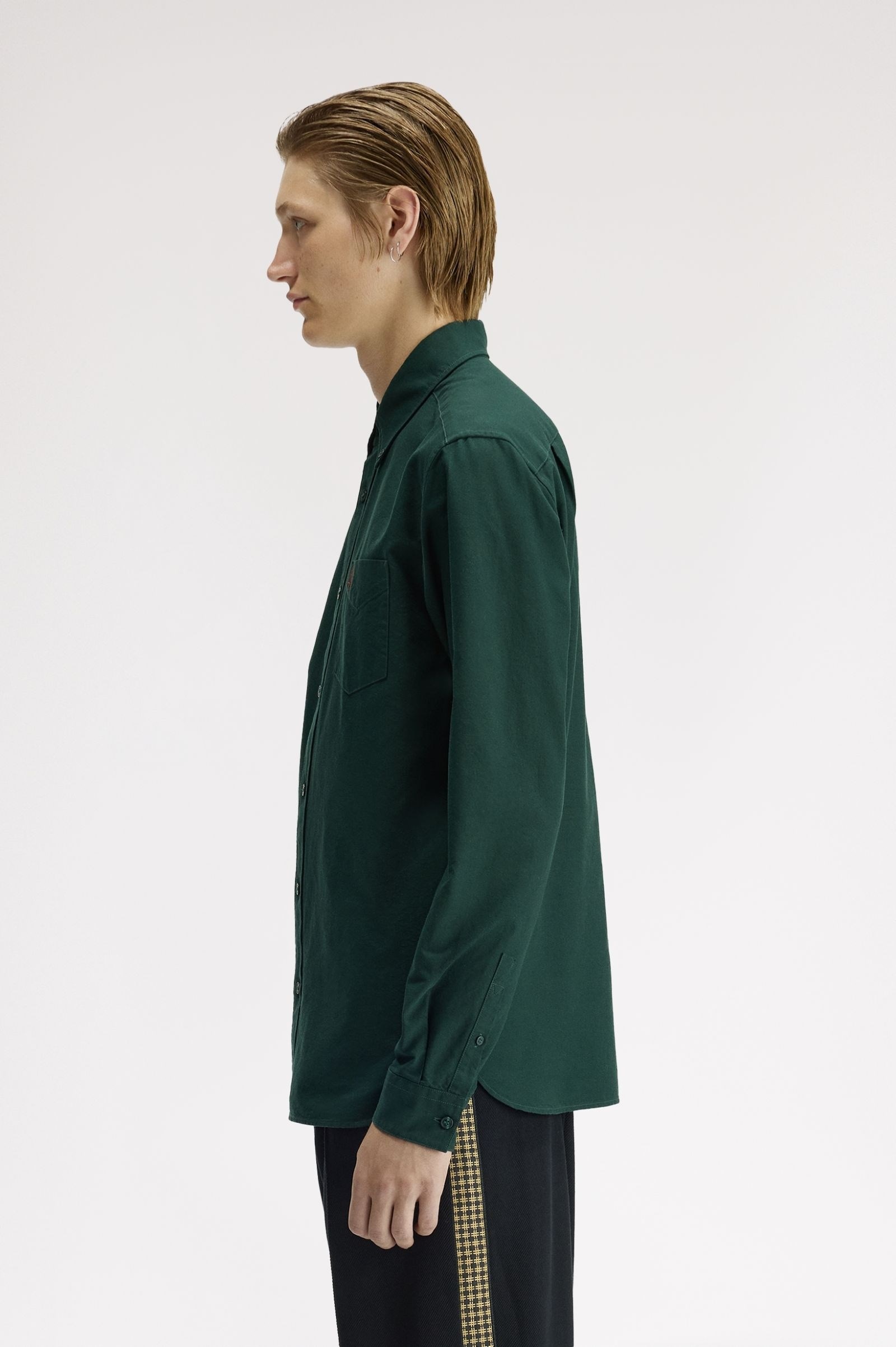 Fred Perry Fred Perry Erkek Regular Fit Cep Detaylı Düz Uzun Kollu Yeşil1 Gömlek M5516-30A
