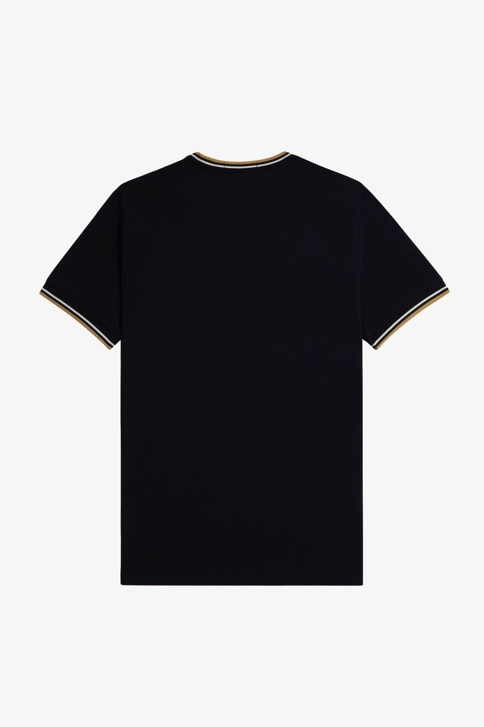Fred Perry Fred Perry Erkek Regular Fit Kısa Kollu Şerit Detaylı Siyah T-Shirt M1588-W53