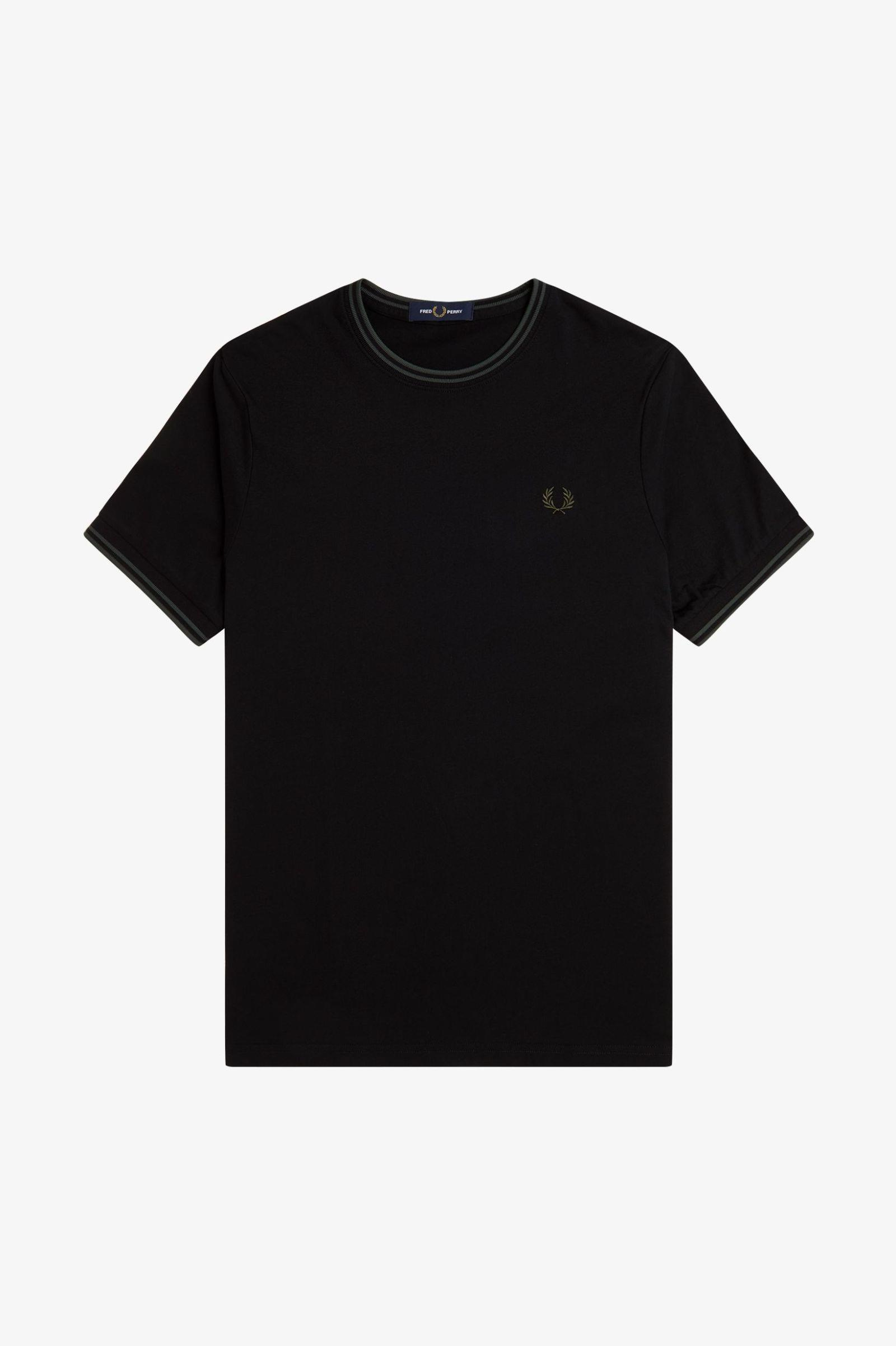 Fred Perry Fred Perry Erkek Regular Fit Kısa Kollu Şerit Detaylı Siyah1 T-Shirt M1588-Y43