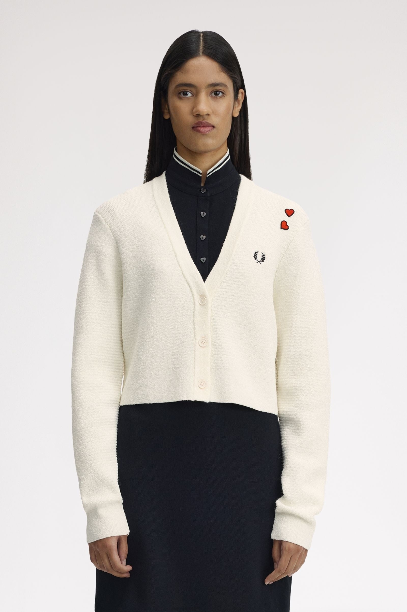Fred Perry Fred Perry Kadın Dokulu Logo İşlemeli Uzun Kollu Örgü Ekru Sweatshirt SK2135-760