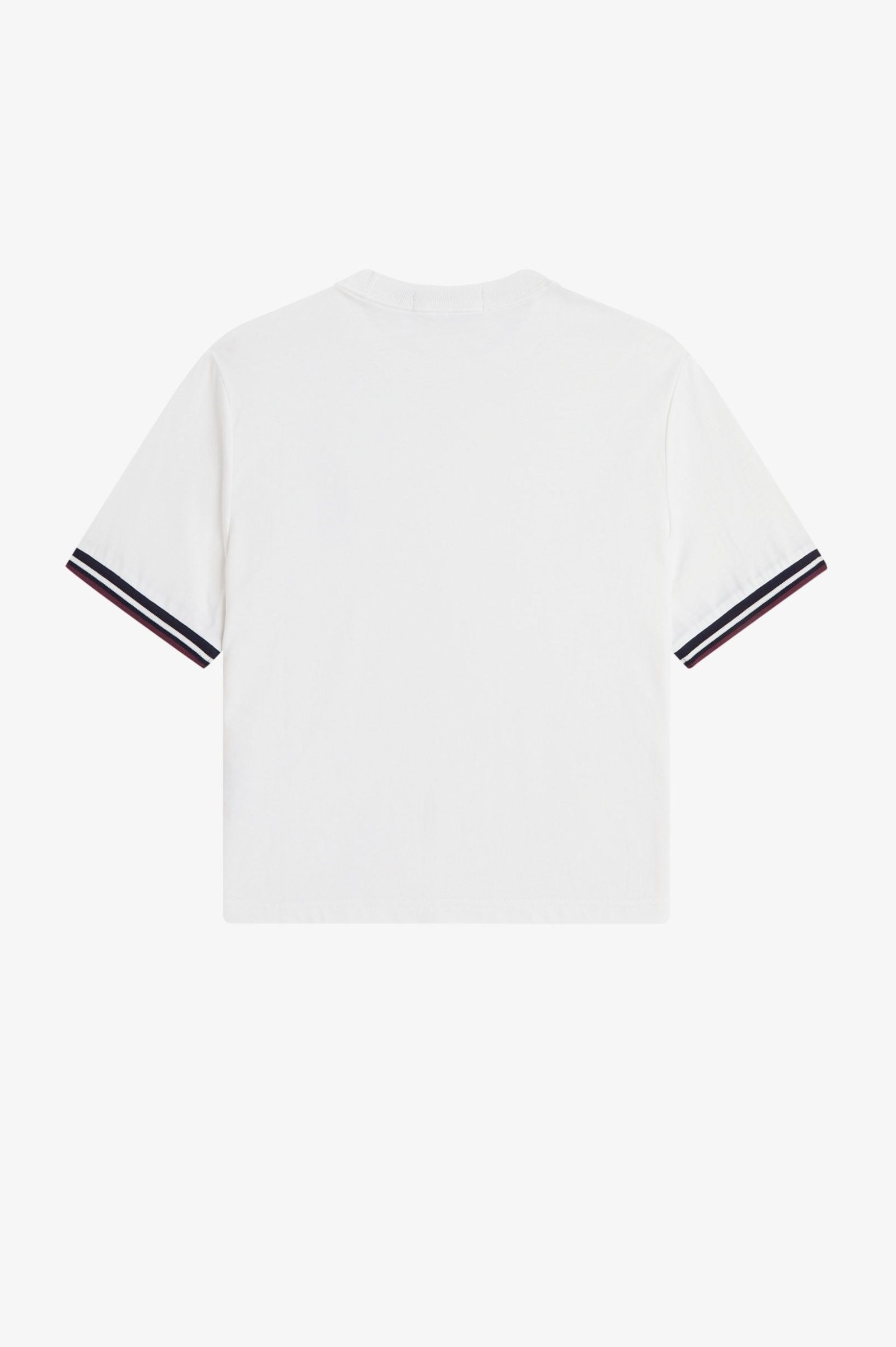 Fred Perry Fred Perry Kadın Normal Kesim Yuvarlak Yakalı Logo İşlemeli Kolu Çizgi Desenli Beyaz T-Shirt G2162-129