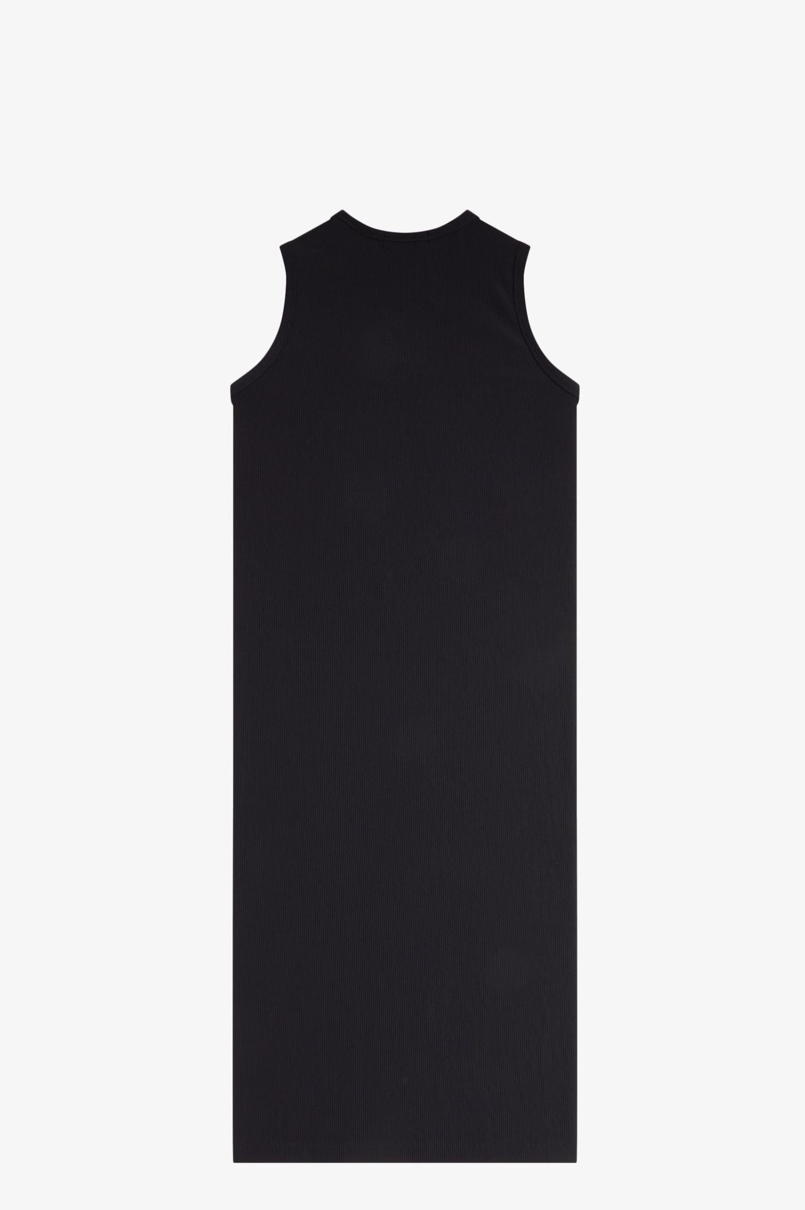 Fred Perry Fred Perry Kadın Rahat Kesim Yuvarlak Yakalı Fitilli Triko Midi Boy Siyah Elbise D2175-102