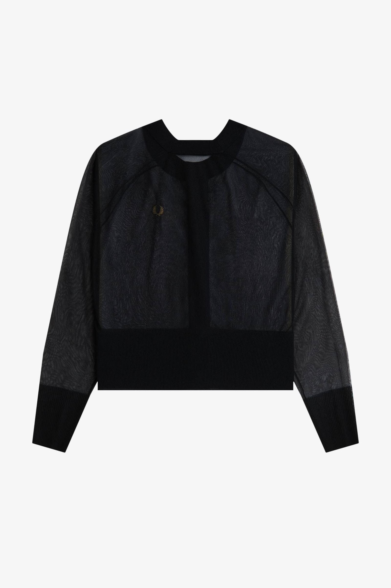 Fred Perry Fred Perry Kadın Rahat Kesim İşlemeli Logo Detaylı Şeffaf Siyah Sweatshirt K2124-102