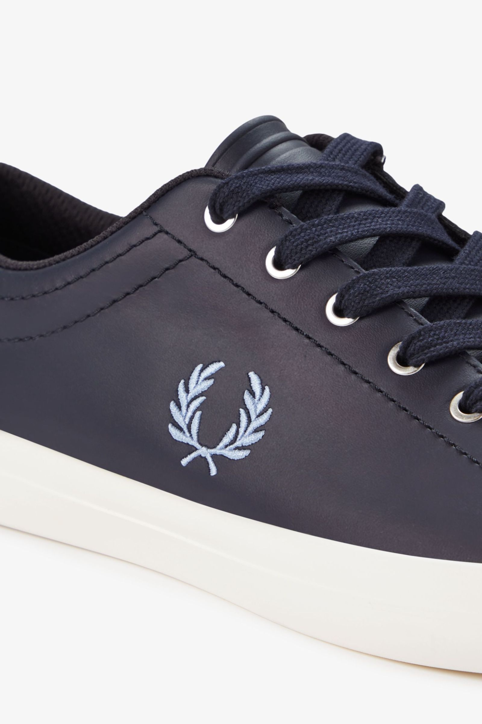 Fred Perry Fred Perry Unısex Parlak Deri Yuvarlak Burun Rahat Düz Taban Lacivert Sneaker B1306-608
