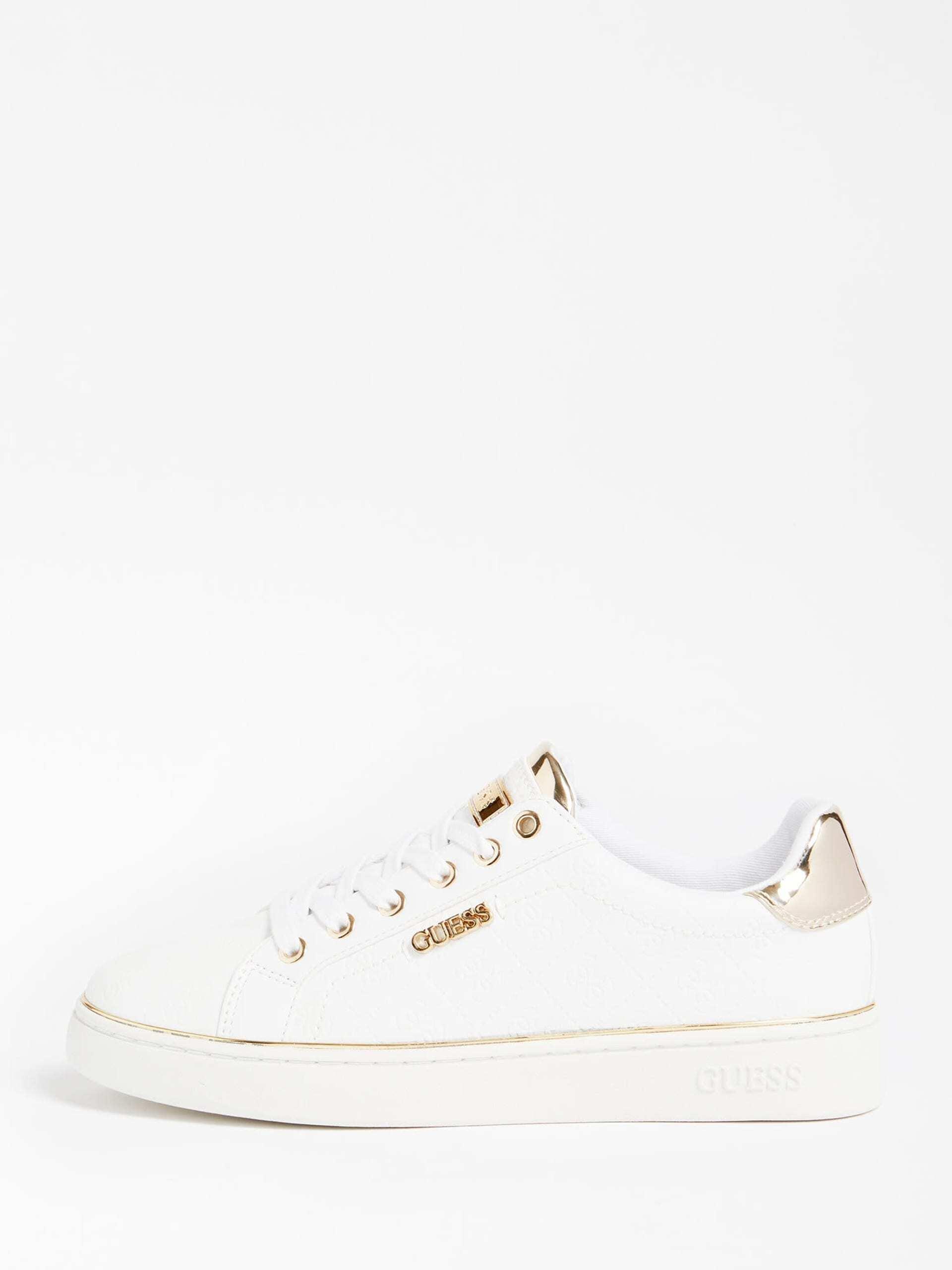 GUESS GUESS Kadın Marka Logolu Düz Taban Kaydırmaz Günlük Kullanım Beyaz Sneaker 5BEKFAL12-WHITE