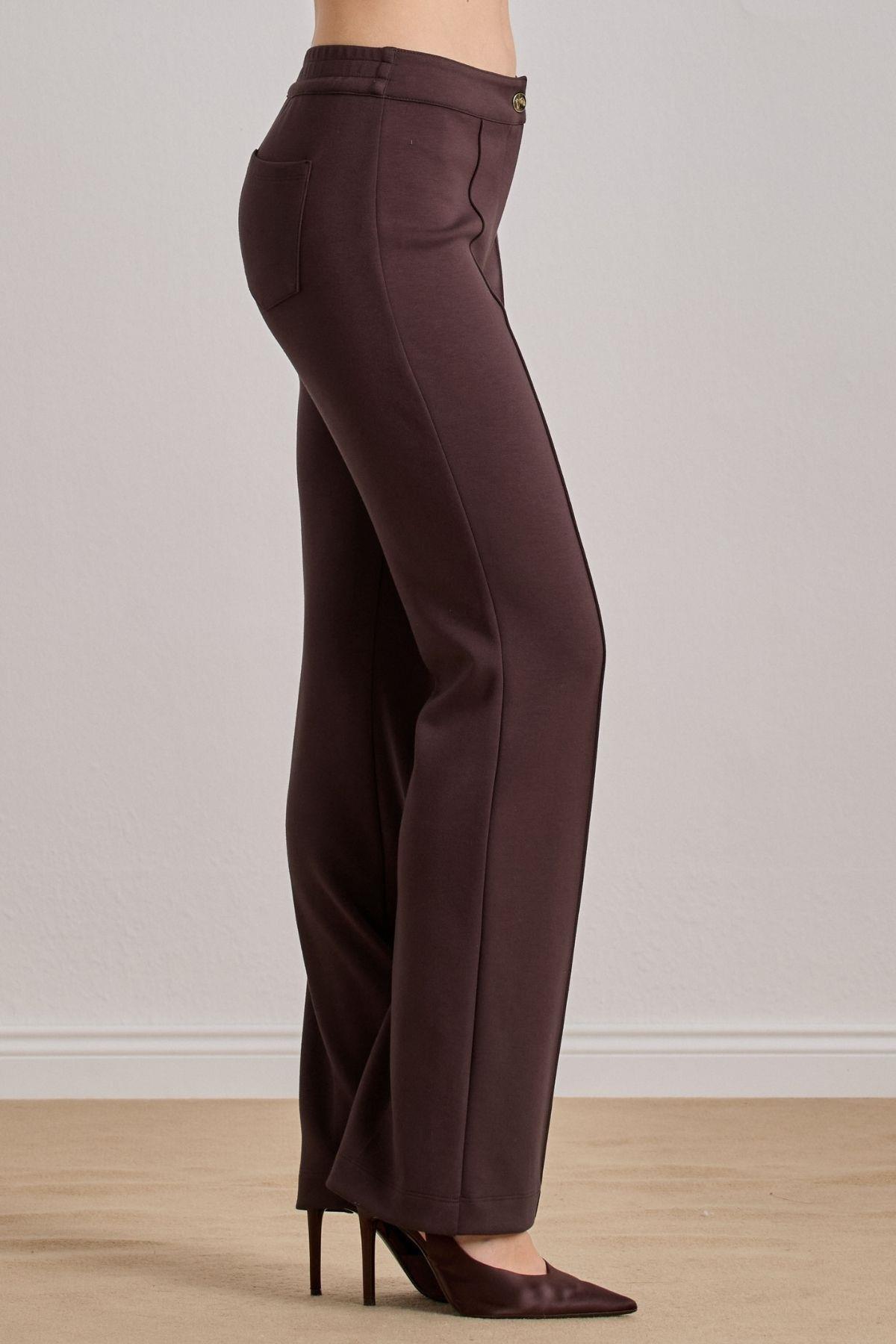 Guitar Guıtar Kadın Regular Fit Normal Bel Pileli Geniş Paça Kahverengi Pantolon 25522-PANT-KAHVERENGİ