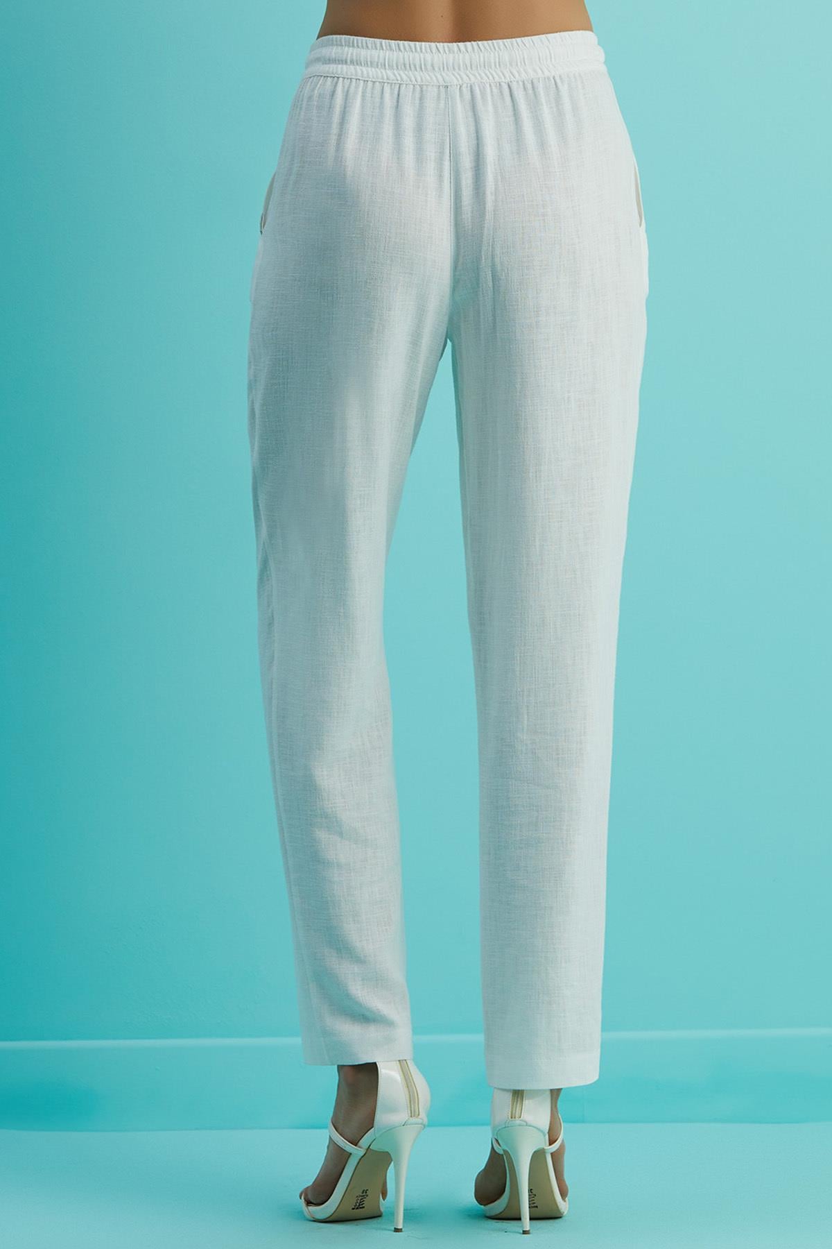 Guitar Guıtar Kadın Slim Fit Düz Fermuarlı BEYAZ Pantolon JGU24225-PANT-BEYAZ
