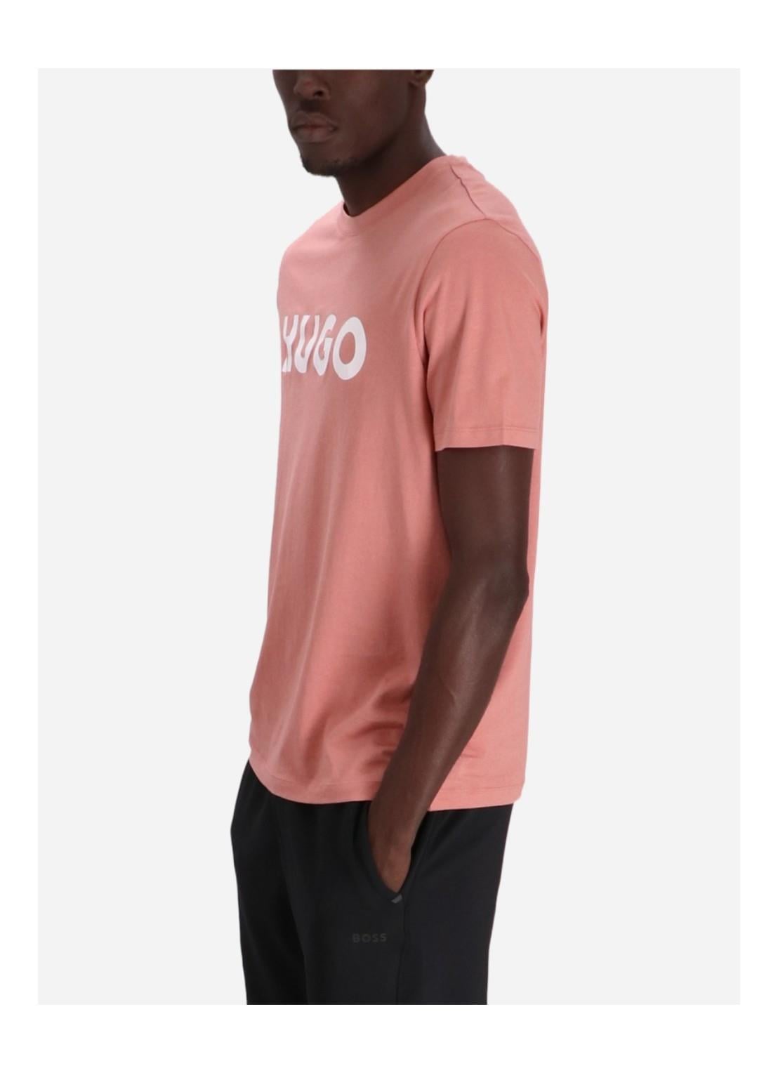 HUGO HUGO Erkek %100 Pamuklu Logolu Kısa Kollu Pembe T-Shirt 50467556-695