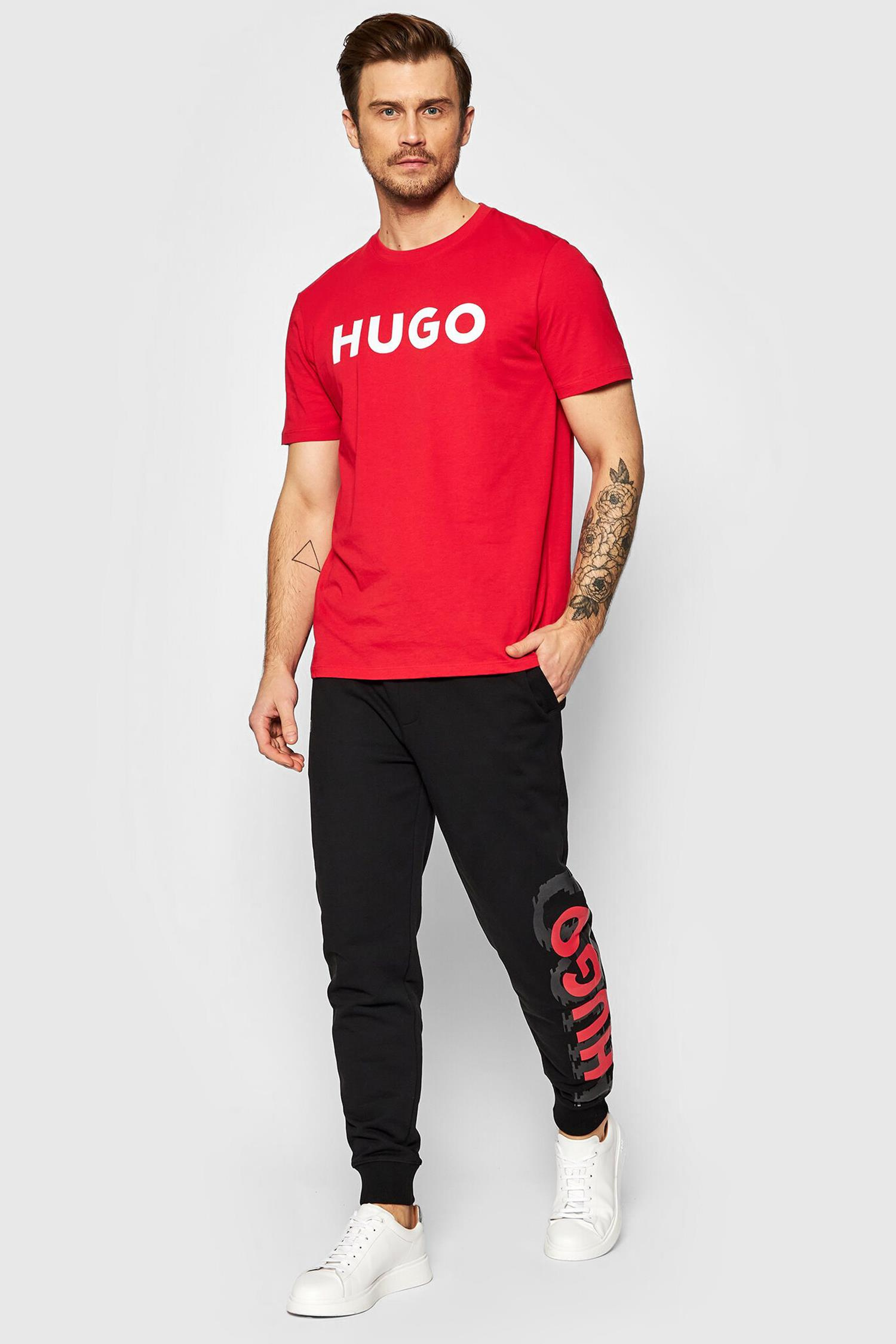 HUGO HUGO Erkek %100 Pamuklu Logolu Kısa Kollu Kırmızı T-Shirt 50467556-693