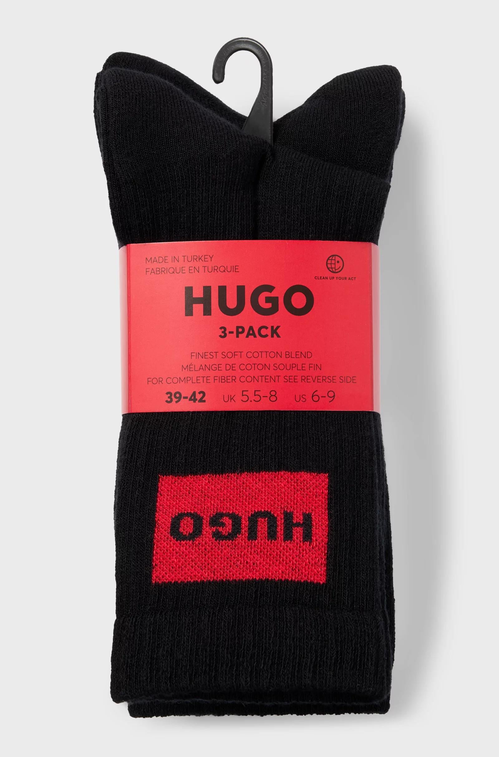 HUGO HUGO Erkek 3'lü Paket Marka Logolu Siyah Çorap 50531515-001