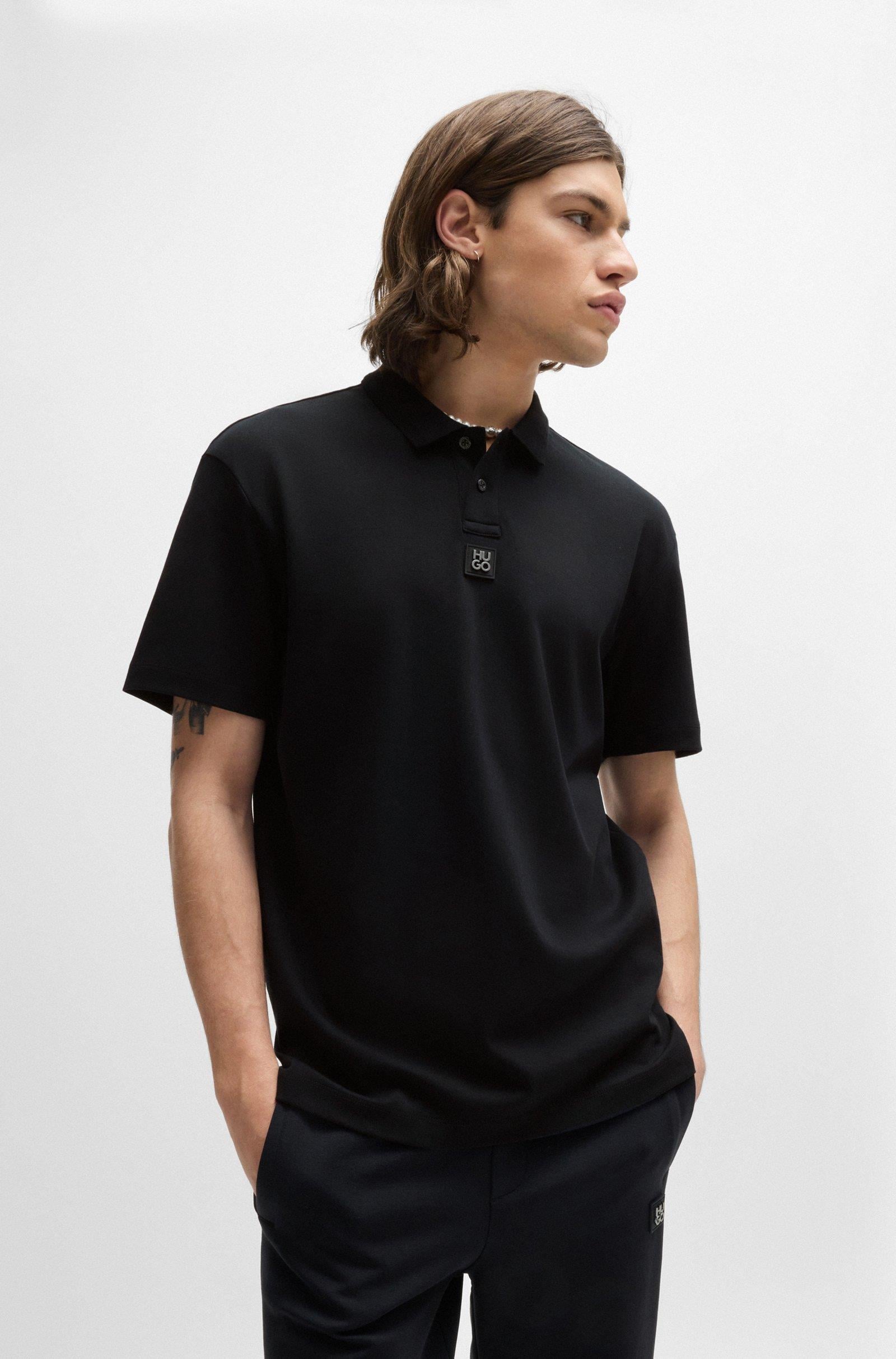 HUGO HUGO Erkek Dokuma Polo Yaka Kısa Kol Günlük Siyah Polo Yaka T-Shirt 50517638-001
