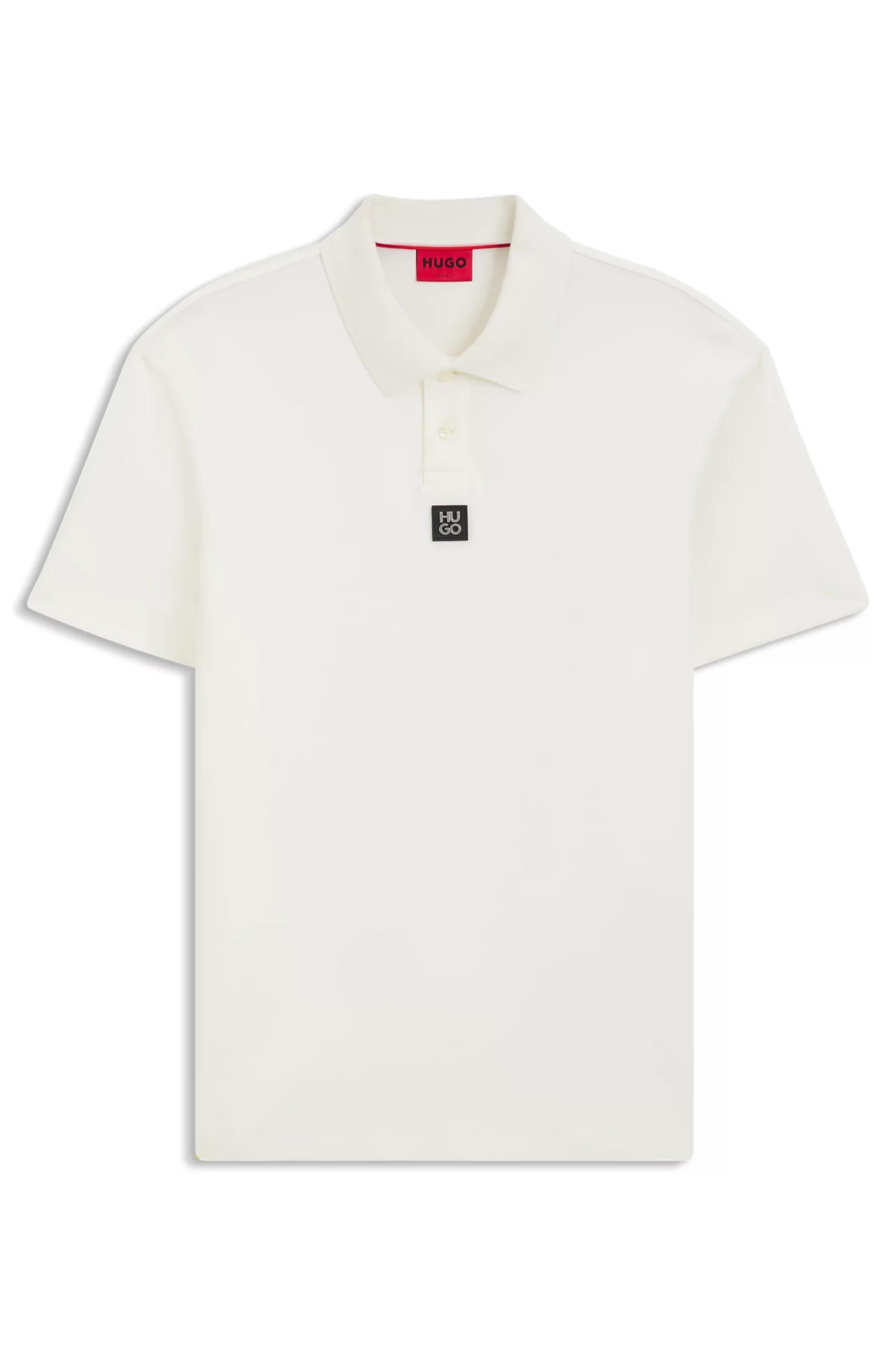 HUGO HUGO Erkek Dokuma Polo Yaka Kısa Kol Günlük Ekru Polo Yaka T-Shirt 50517638-103