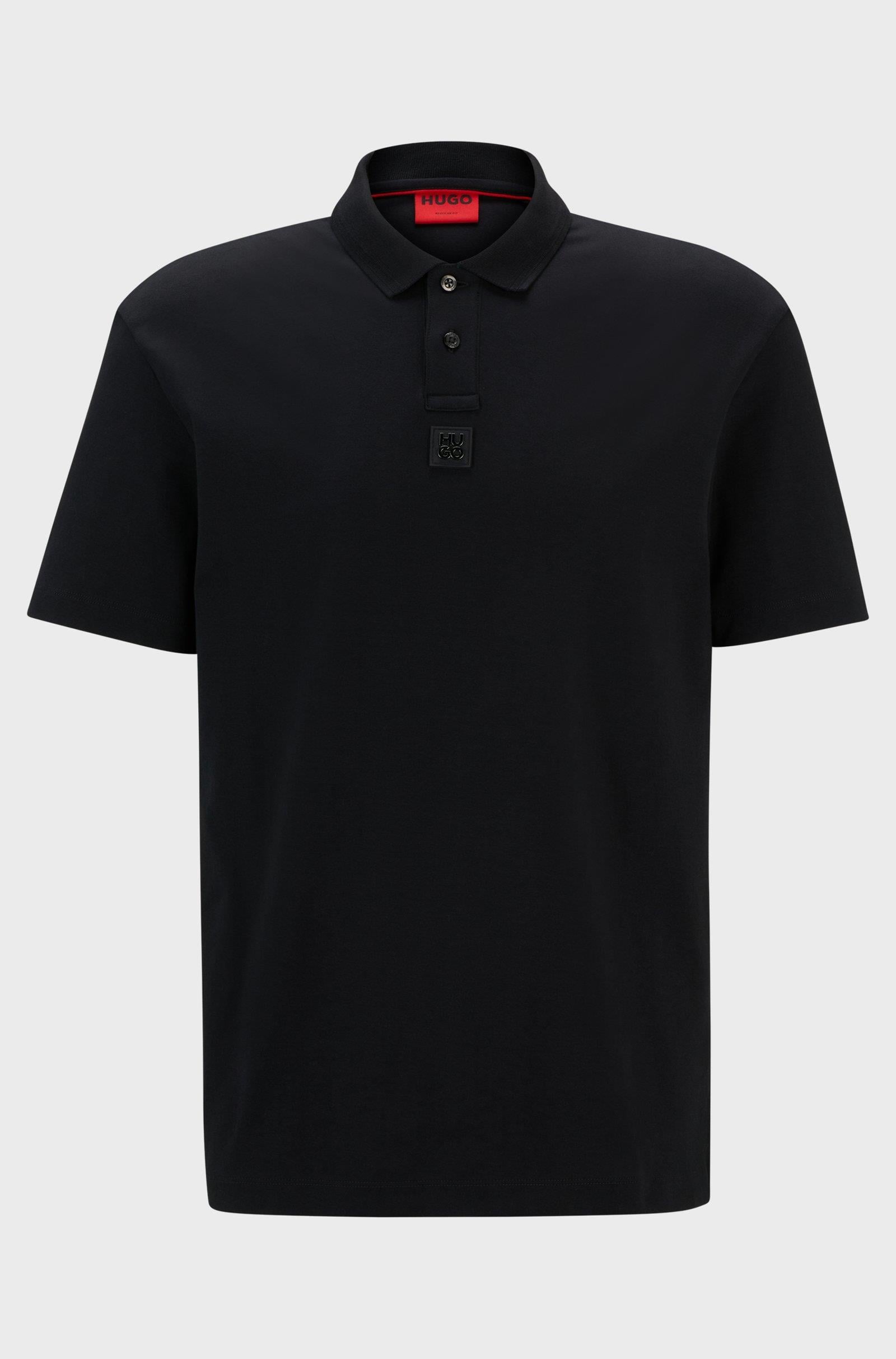HUGO HUGO Erkek Dokuma Polo Yaka Kısa Kol Günlük Siyah Polo Yaka T-Shirt 50517638-001