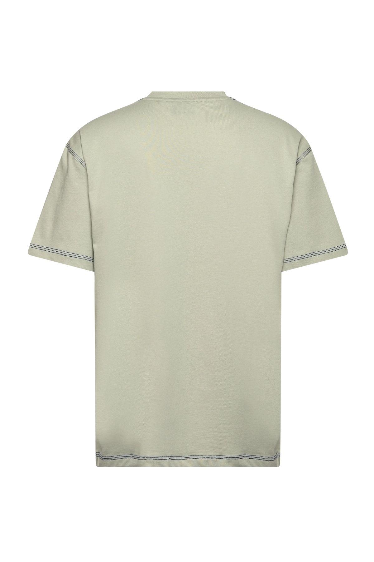 HUGO HUGO Erkek İşleme Marka Logolu Bisiklet Yaka Kısa Kollu Relaxed Fit Ekru T-Shirt 50521686-121