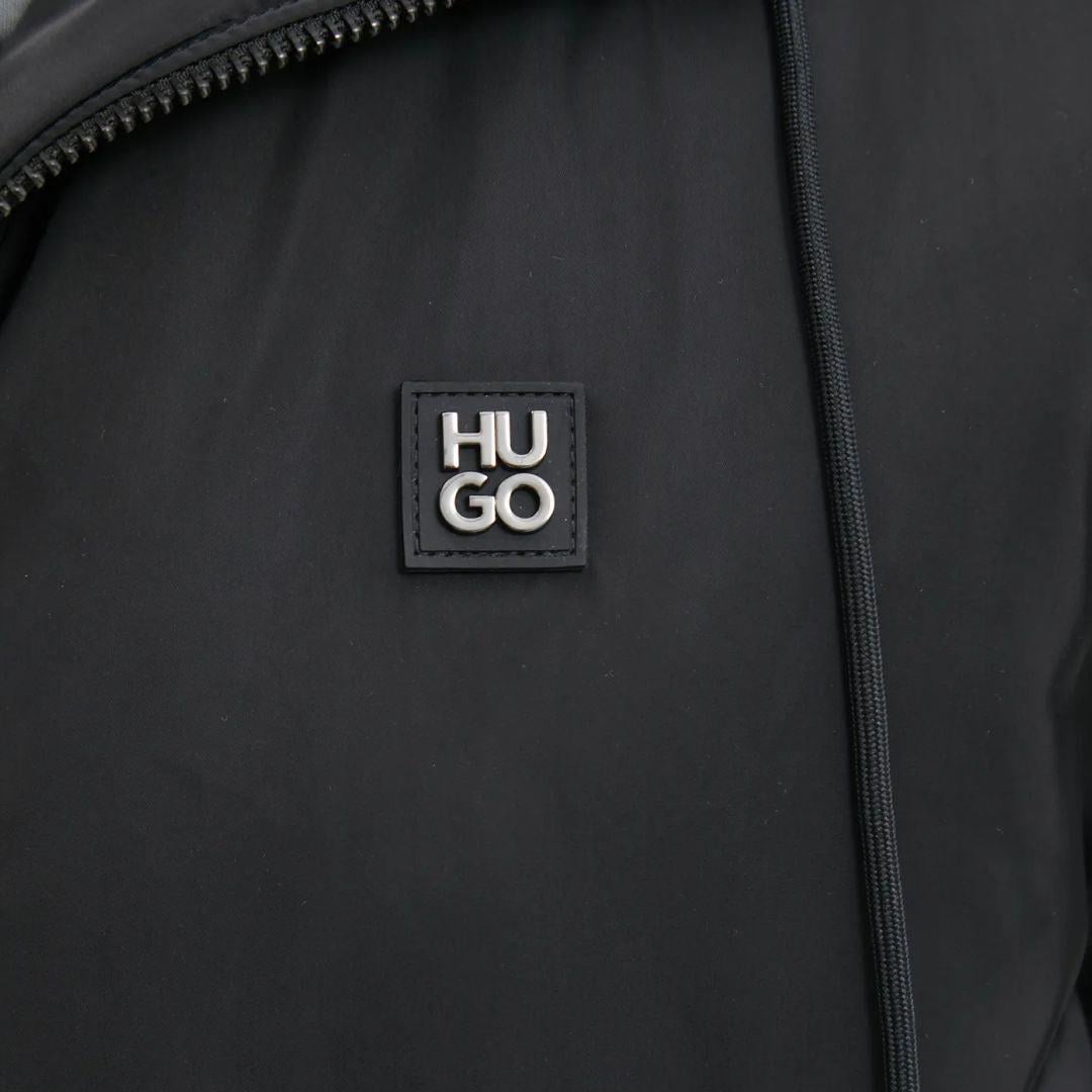 HUGO HUGO Erkek Kapşonlu Yaka Marka Yazı Desenli Uzun Kol Siyah Mont 50524093-001