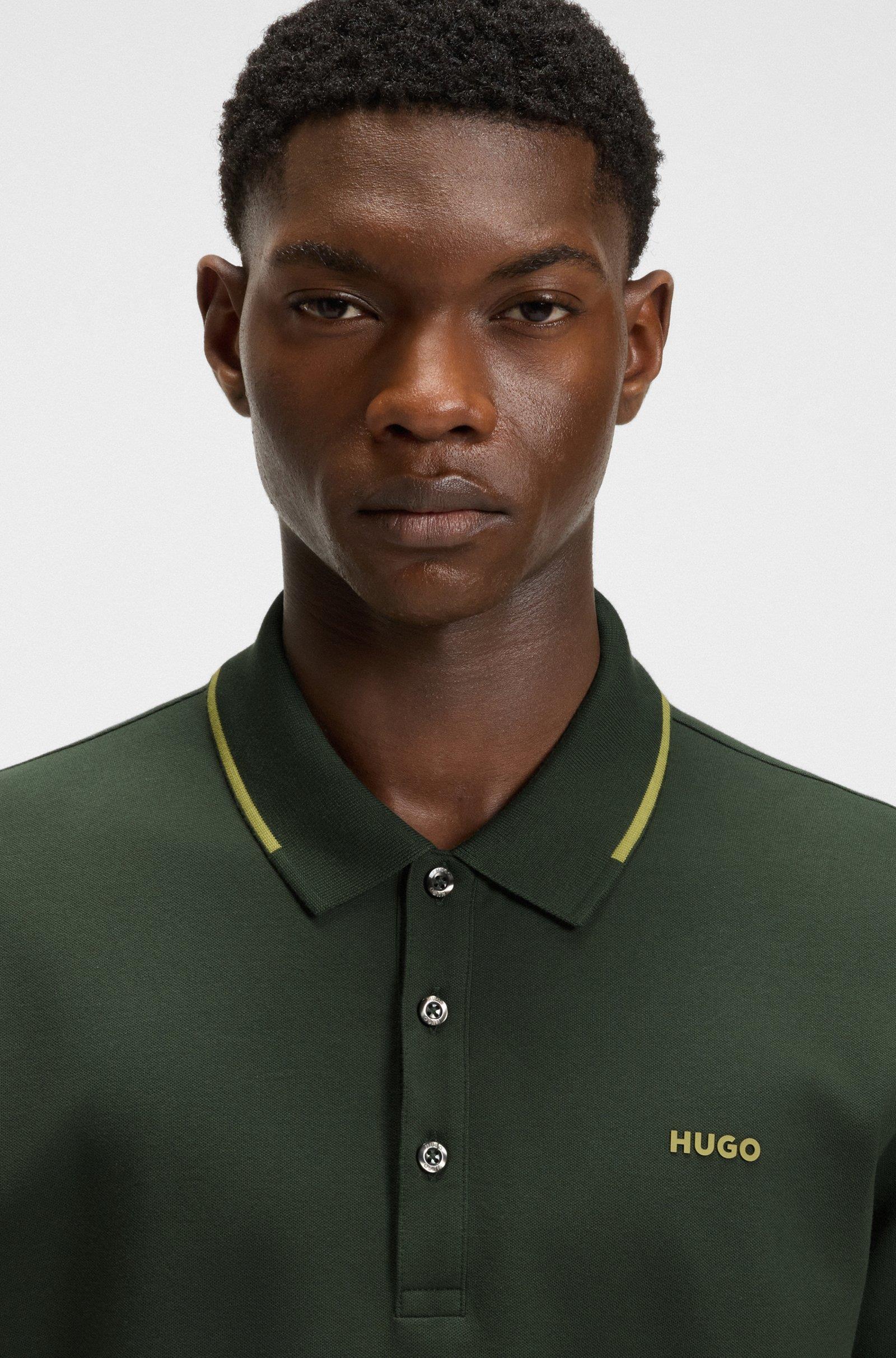 HUGO HUGO Erkek Kısa Kol  Polo Yaka Yaka Ve Kol Uçları Renkli Şerit Kapama Yeşil Polo Yaka T-Shirt 50467344-309