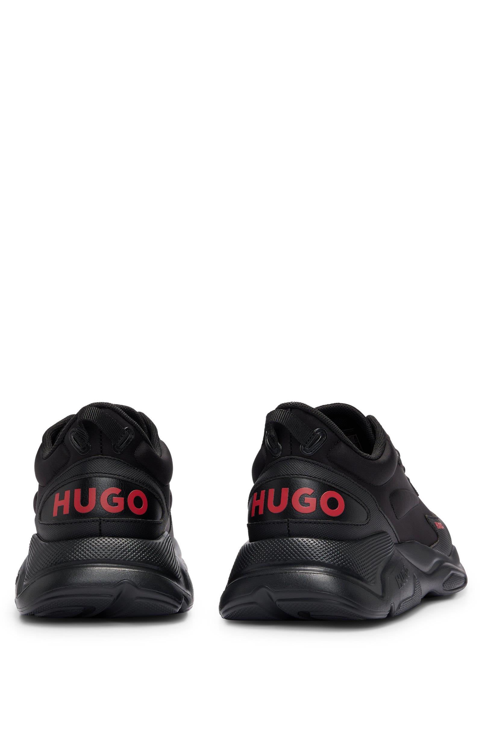 HUGO HUGO Erkek Marka Logolu Bağcıklı Kaydırmaz Tabanlı Günlük Siyah Sneaker 50504799-001