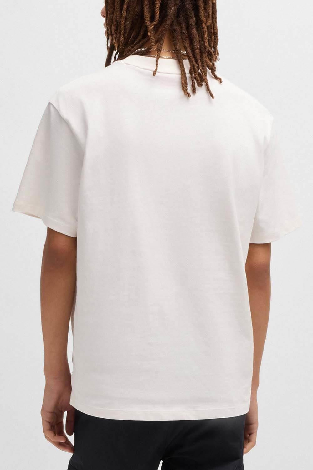 HUGO HUGO Erkek Marka Logolu Basic Bisiklet Yaka Kısa Kollu Ekru T-Shirt 50488330-102