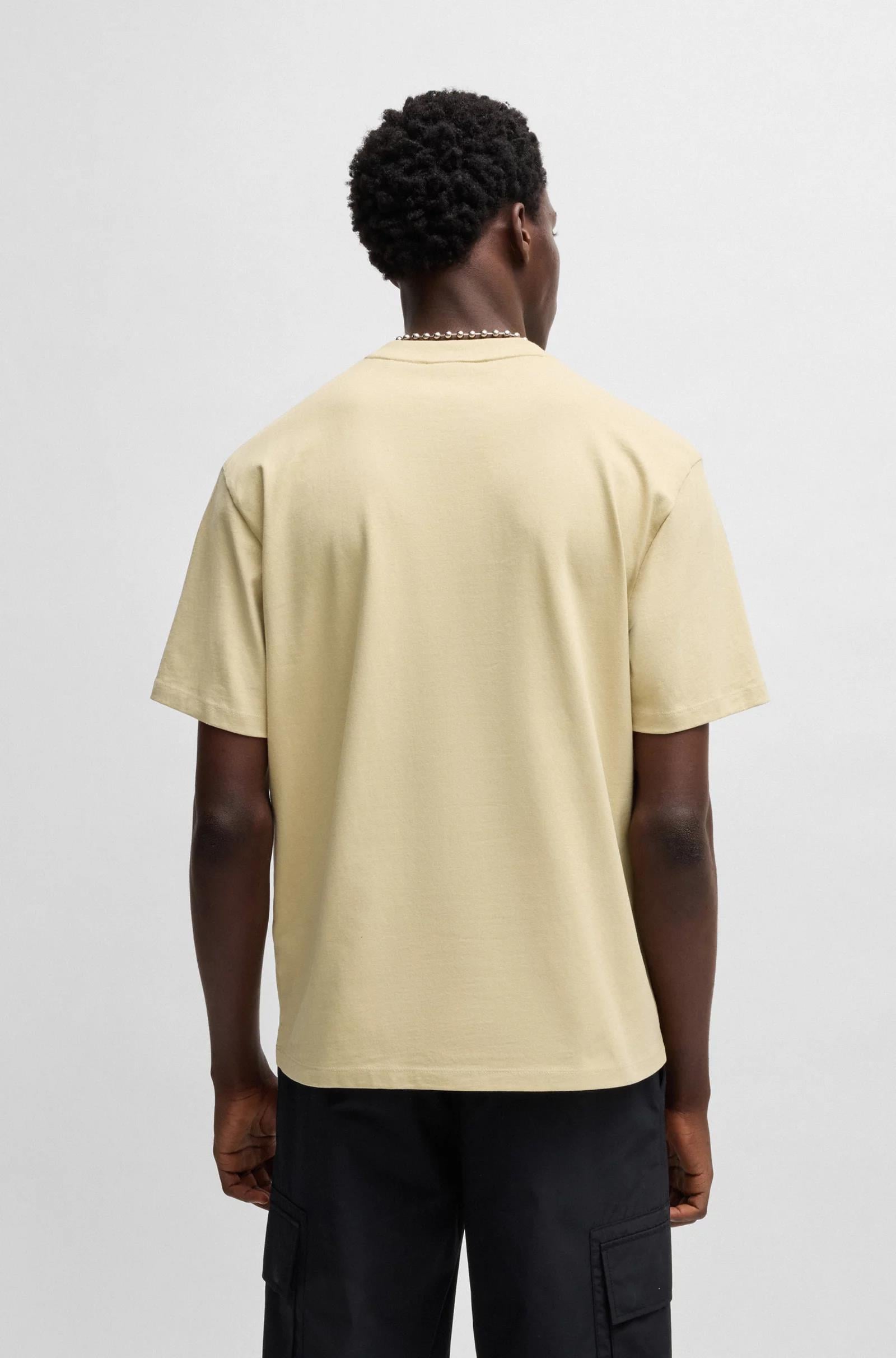 HUGO HUGO Erkek Marka Logolu Basic Bisiklet Yaka Kısa Kollu Bej T-Shirt 50488330-285