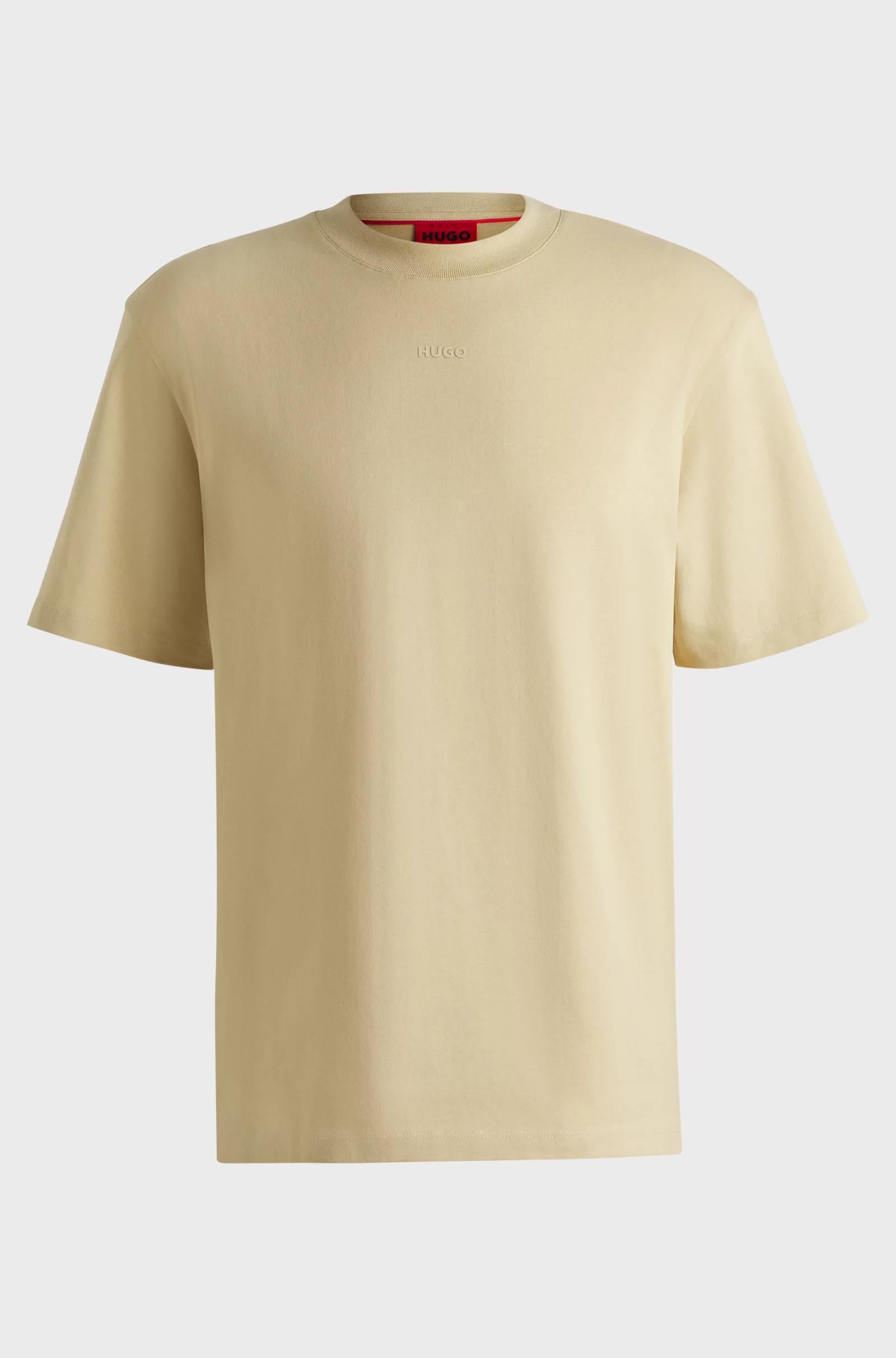 HUGO HUGO Erkek Marka Logolu Basic Bisiklet Yaka Kısa Kollu Bej T-Shirt 50488330-285