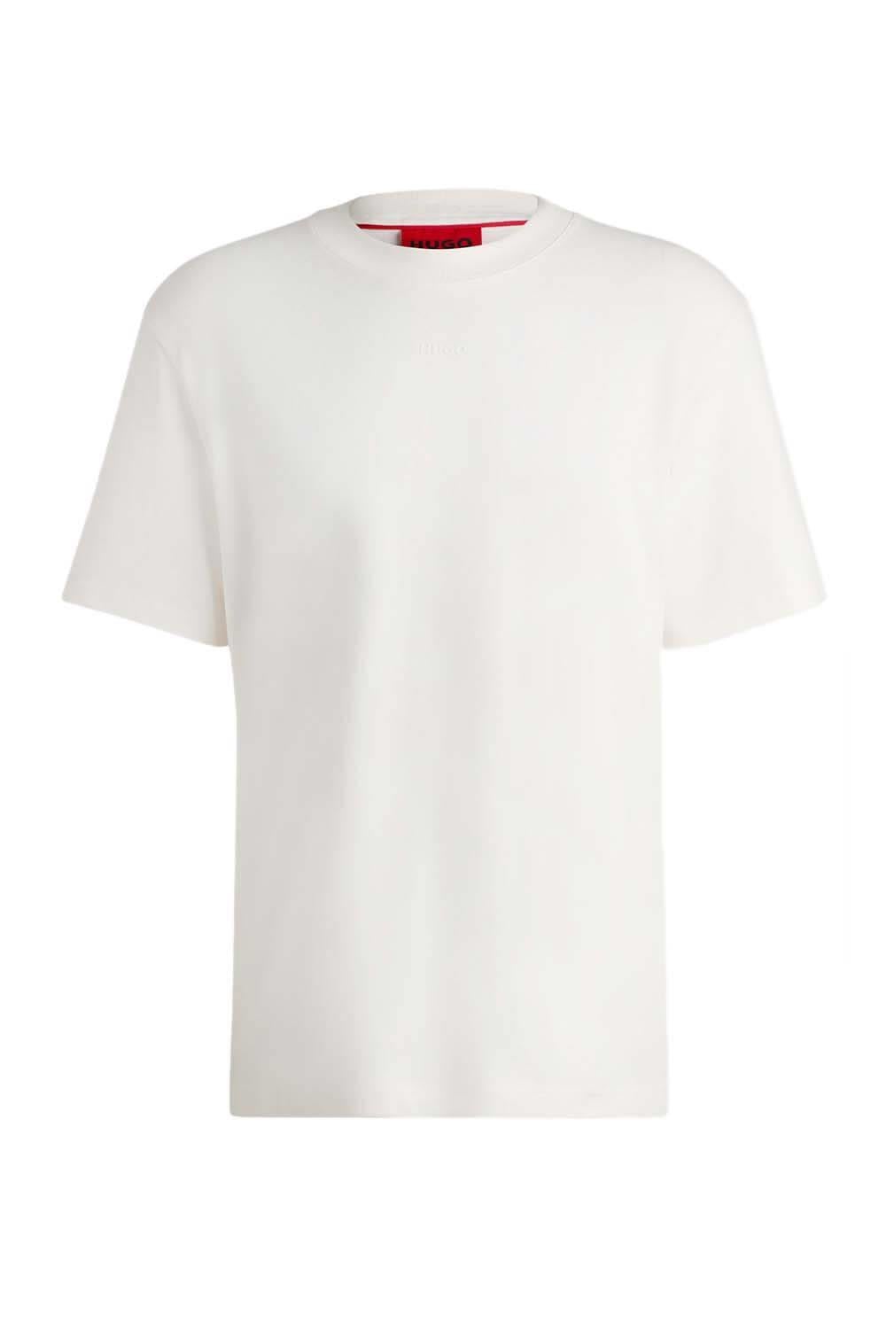 HUGO HUGO Erkek Marka Logolu Basic Bisiklet Yaka Kısa Kollu Ekru T-Shirt 50488330-102