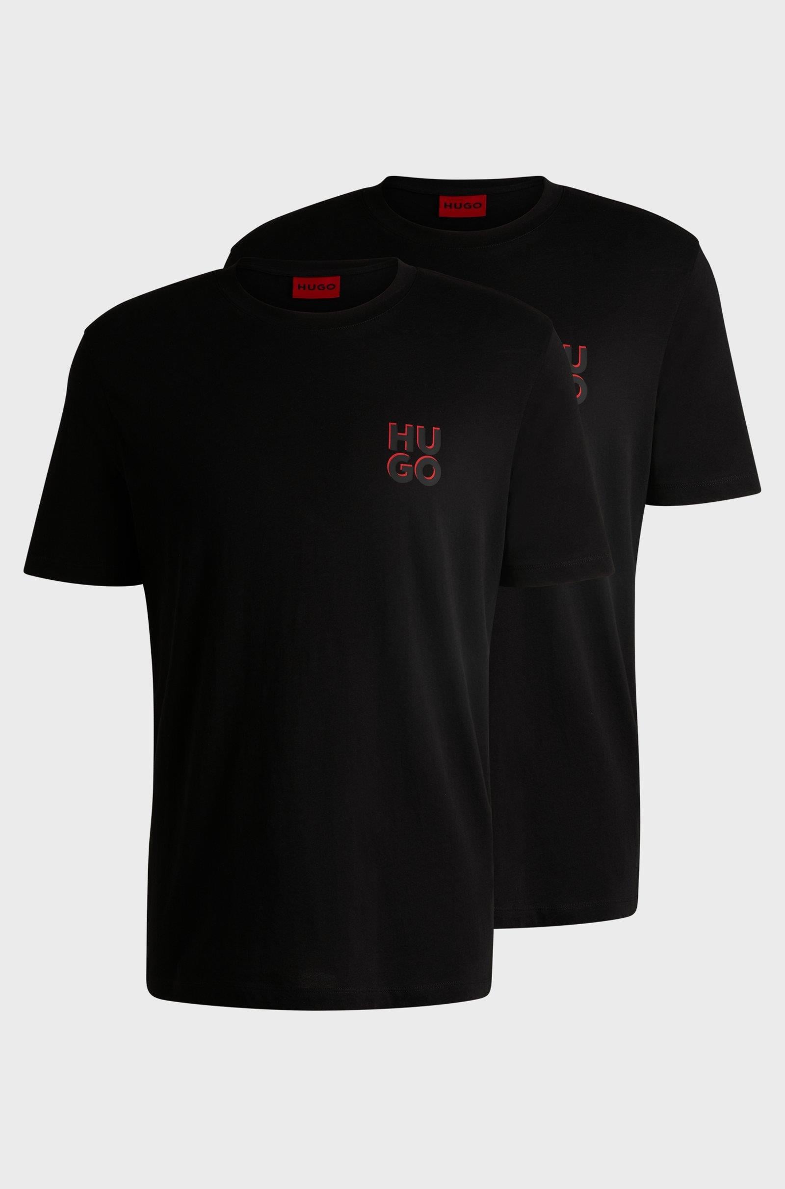 HUGO HUGO Erkek Pamuklu Marka Logolu 2 'li Paket Günlük Siyah T-Shirt 50492550-001