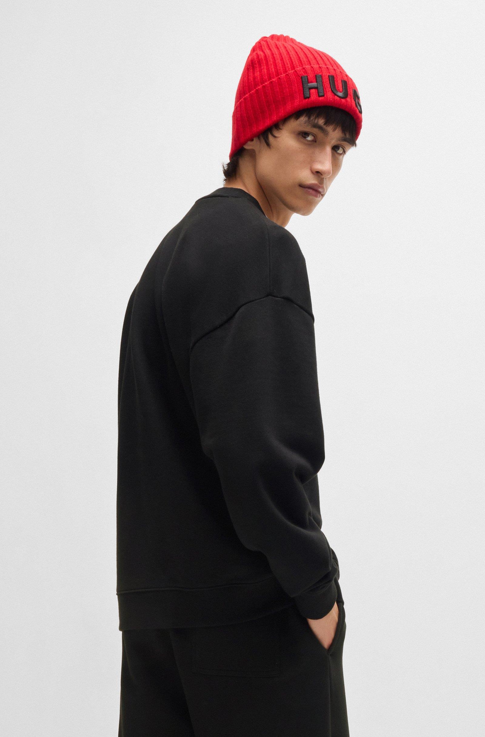 HUGO HUGO Erkek Pamuklu Uzun Kollu Çift Logolu Siyah Sweatshirt 50521081-001